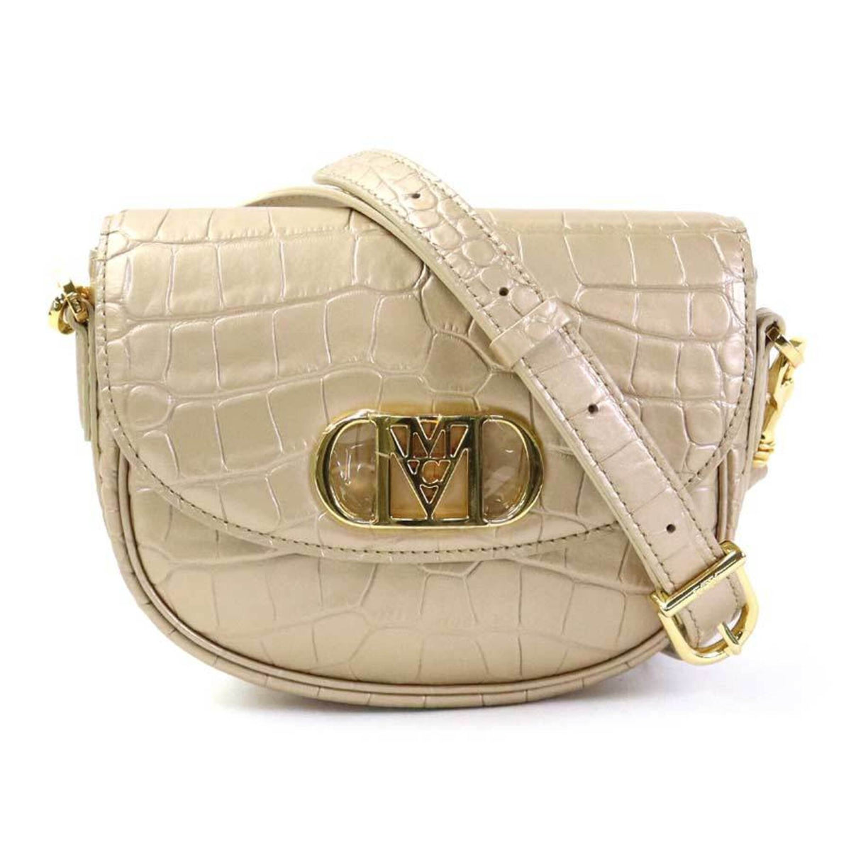 Mcm Gold Leather Shoulder Bag (Pre-Owned)