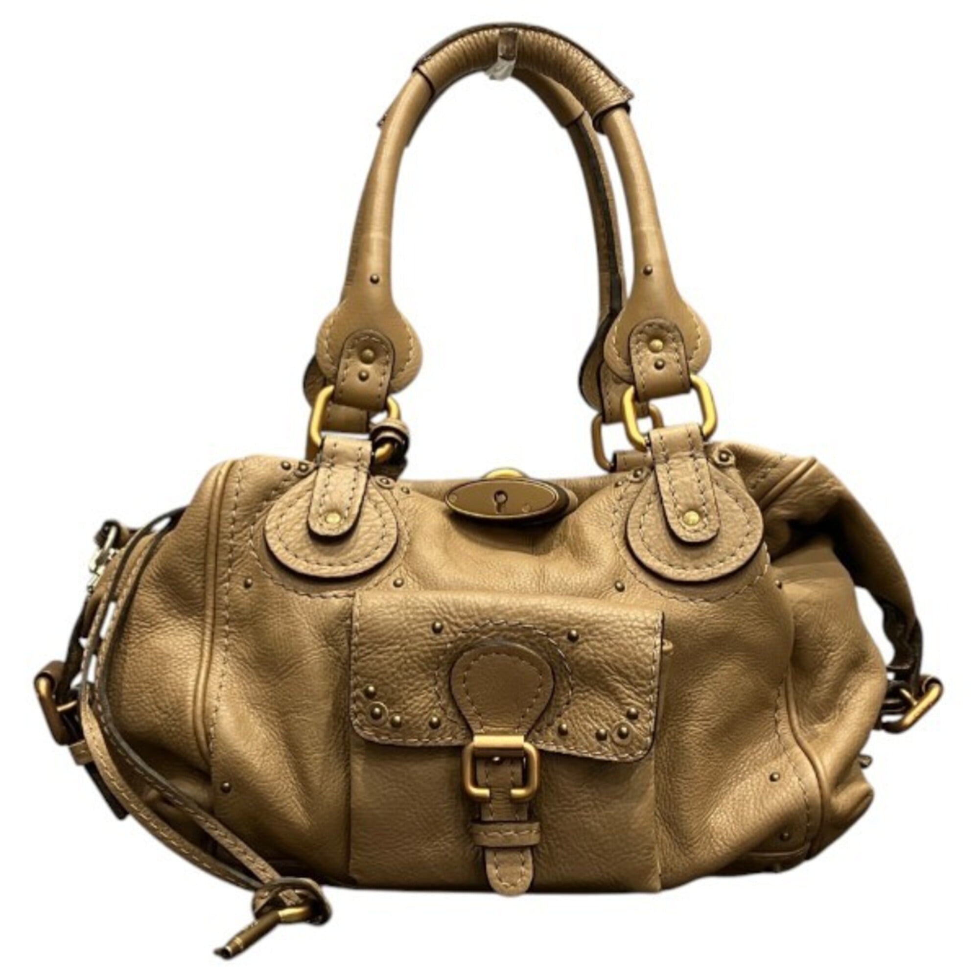 Chloé Beige Leather Shoulder Bag Tote Bag (Pre-Owned)
