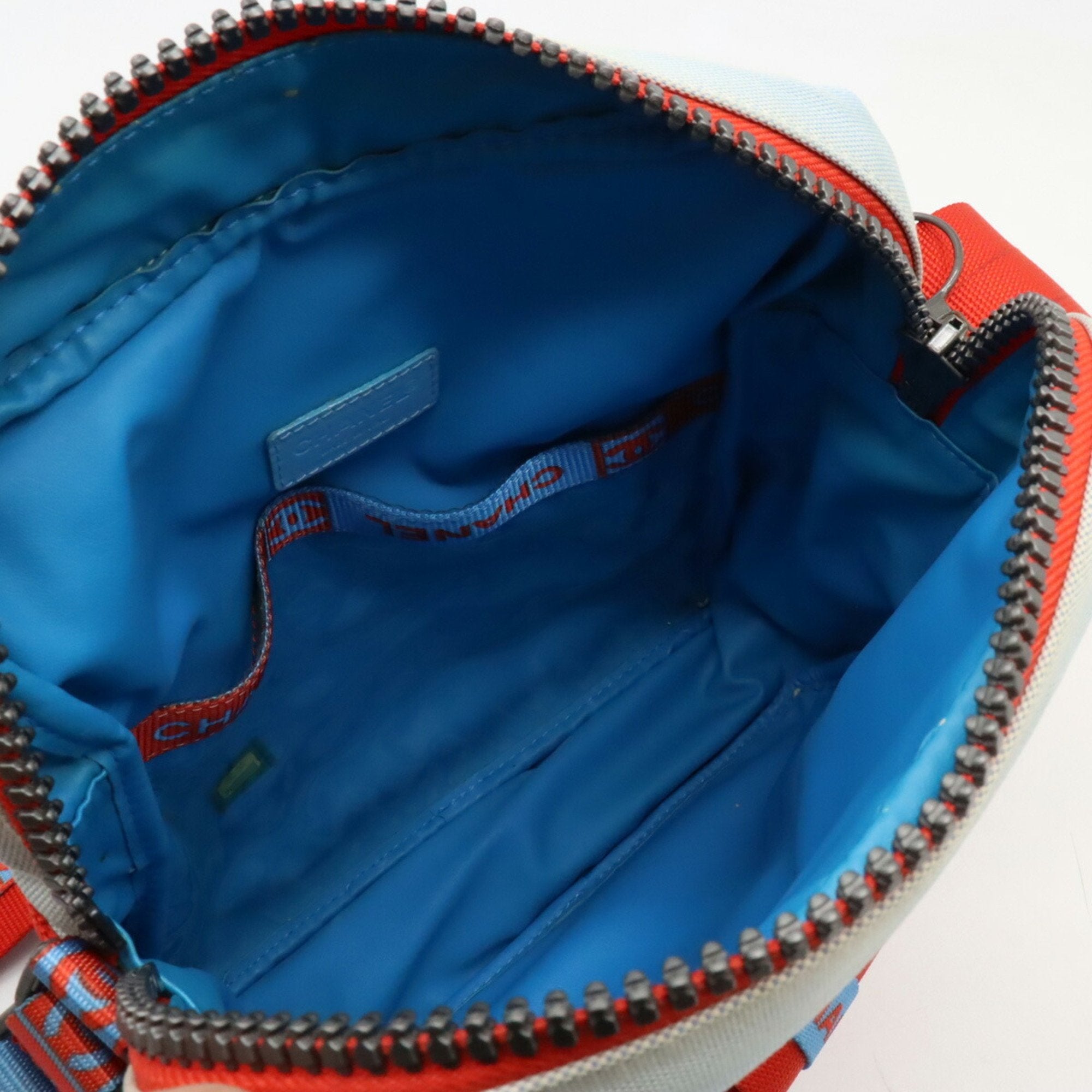 Chanel Sport Light Blue Red Color Nylon Canvas Shoulder Bag (Pre-Owned)