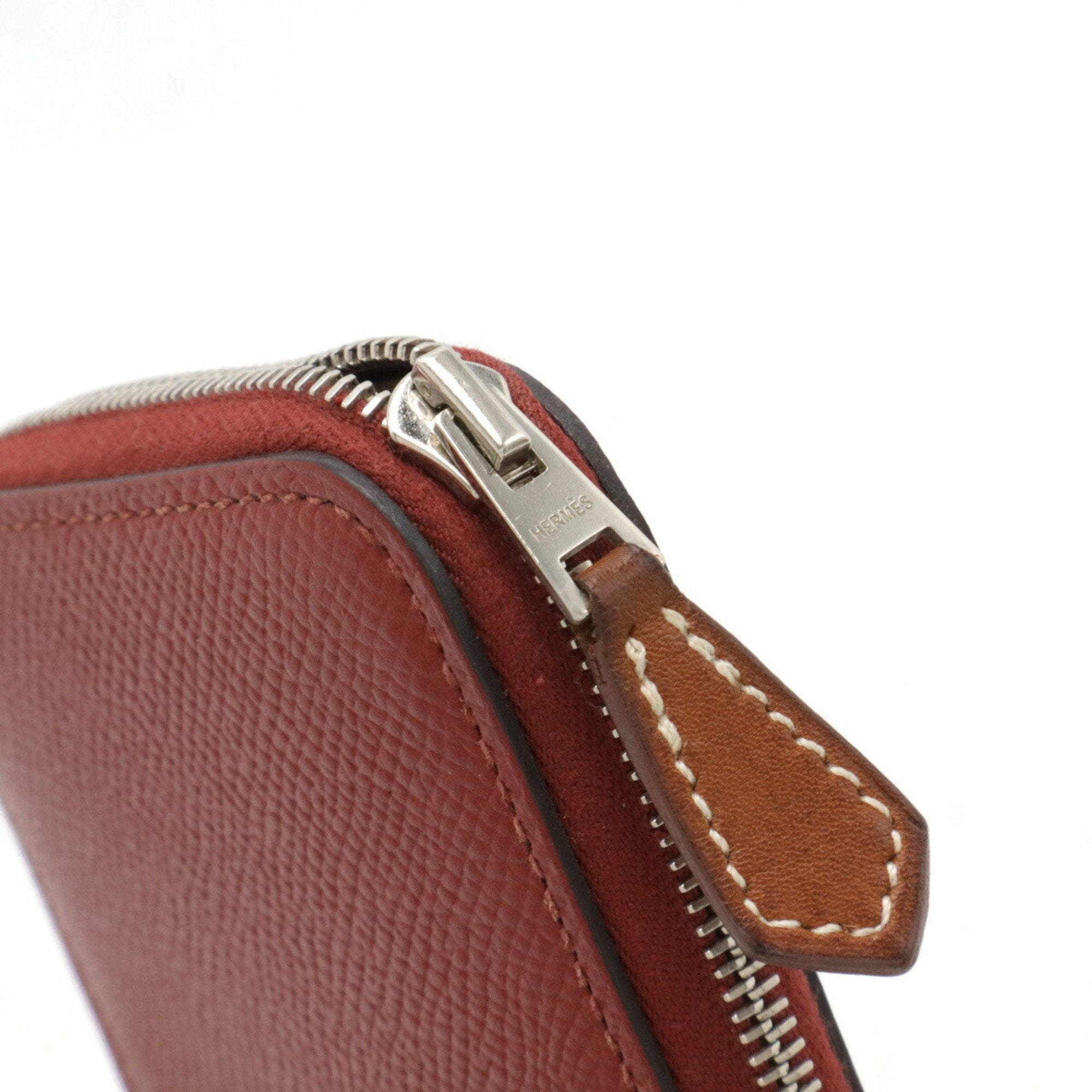 Hermes Orange Epsom Leather Silk Coin Purse/Coin Case (Pre-Owned)