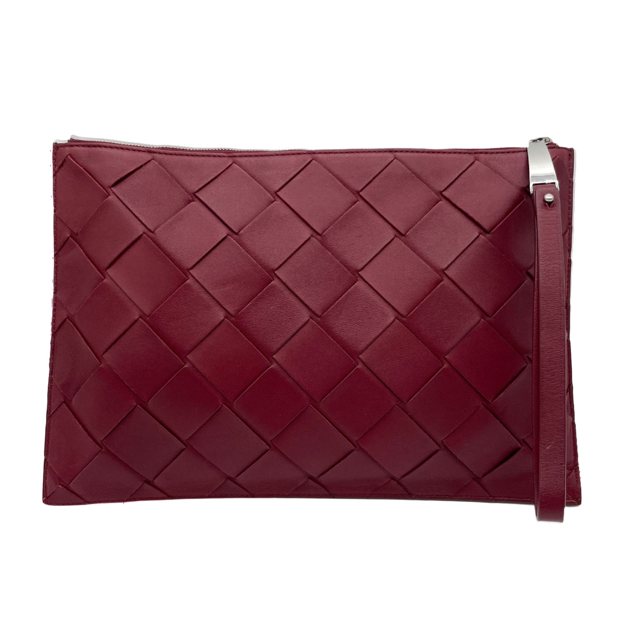 Bottega Veneta Red Color Leather Clutch Bag (Pre-Owned)