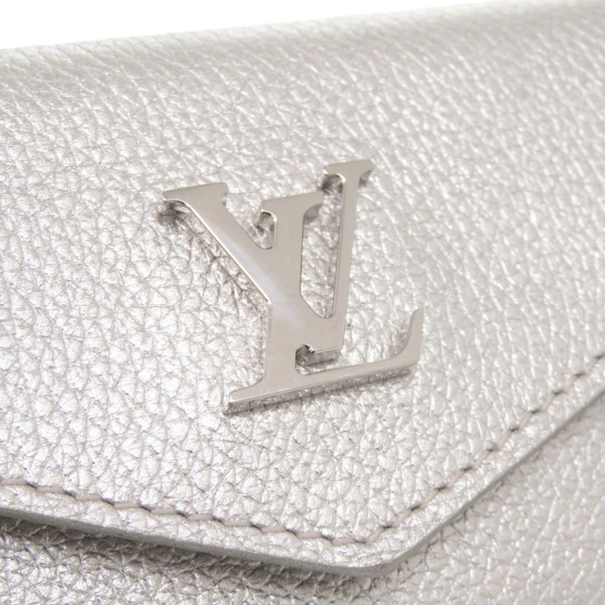 Louis Vuitton Silver Leather Wallet (Tri-Fold) (Pre-Owned)