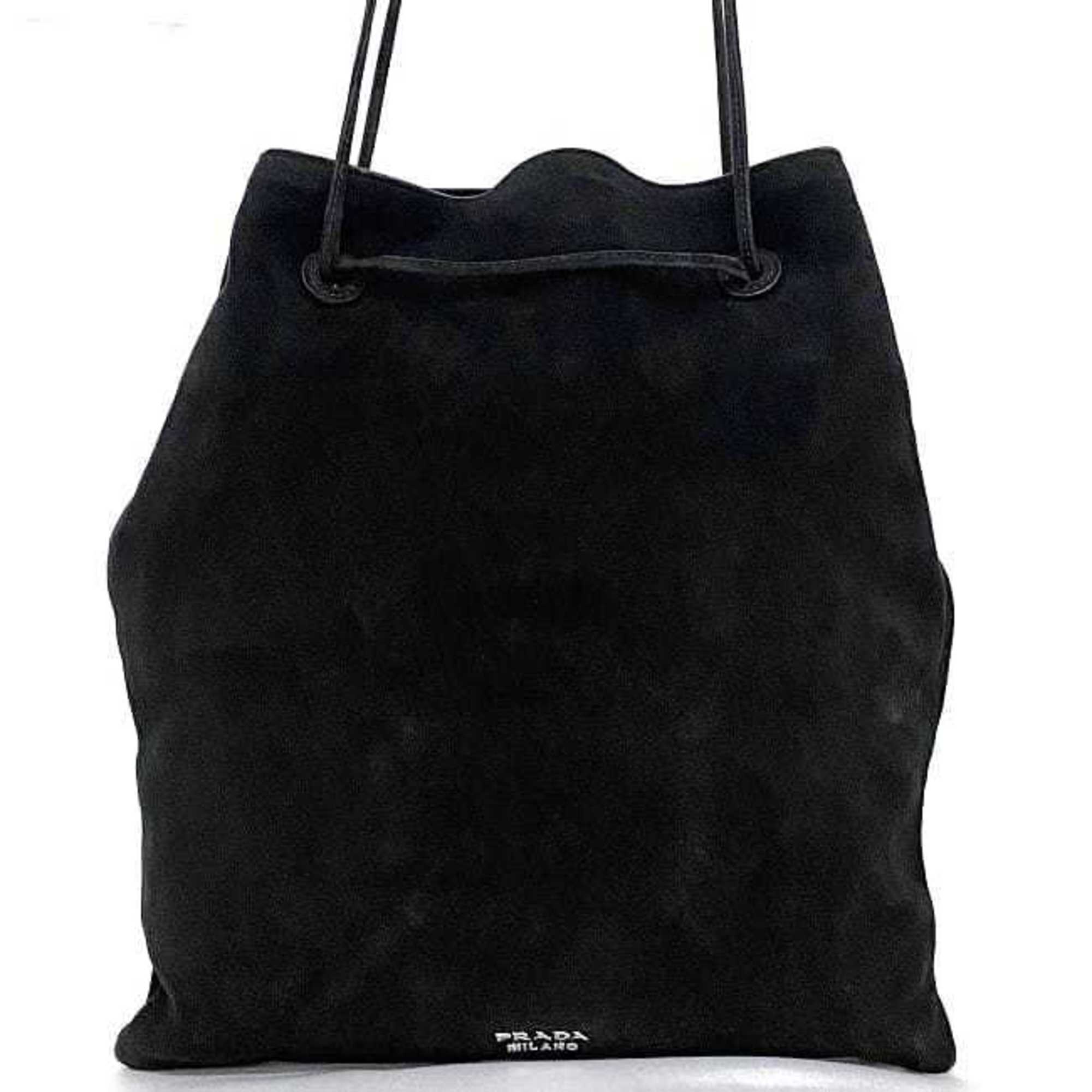 Prada Black Nero Suede Beads Handbag (Pre-Owned)