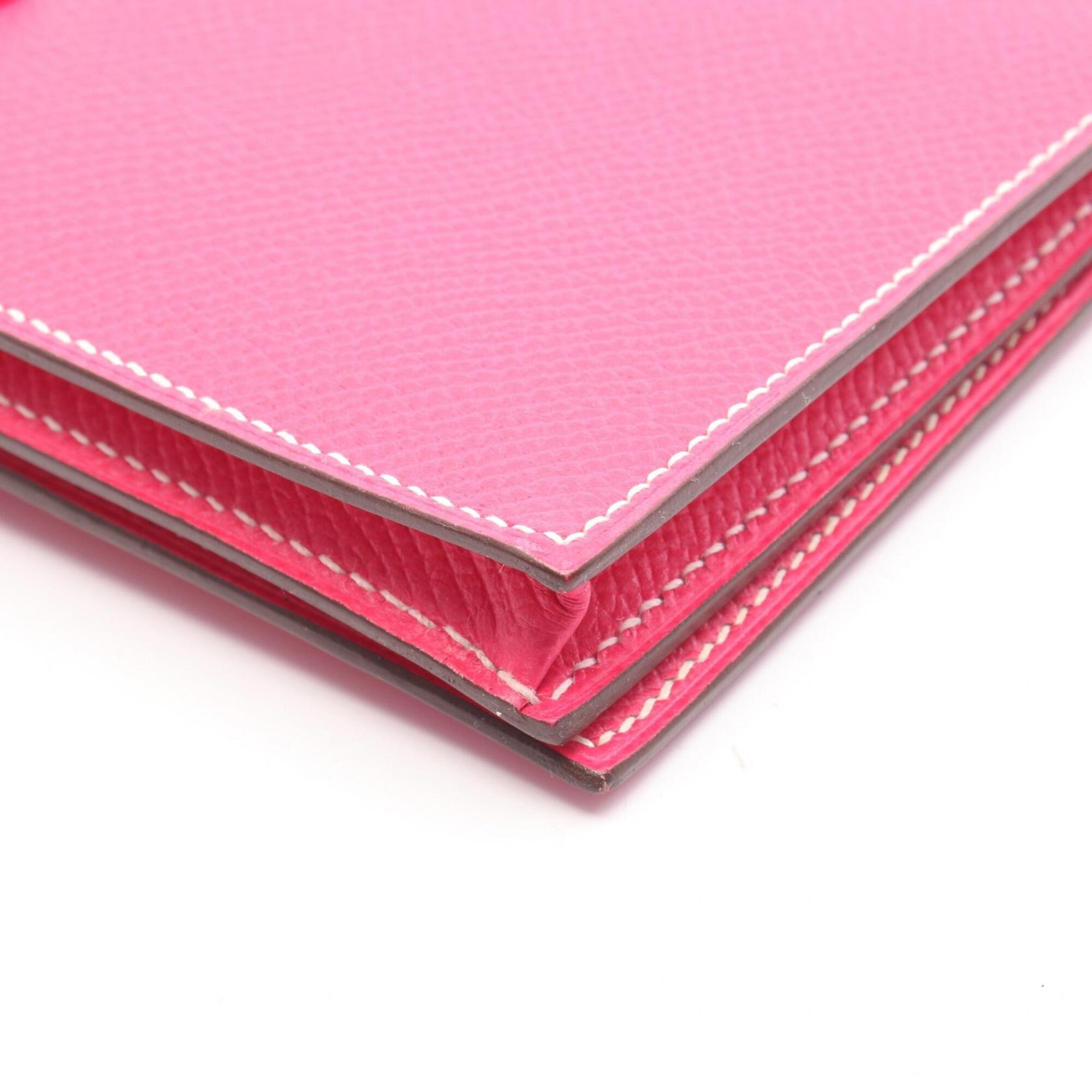 Hermes Pink Rose Tyrien Epsom Leather Long Wallet (Bi-Fold) (Pre-Owned)