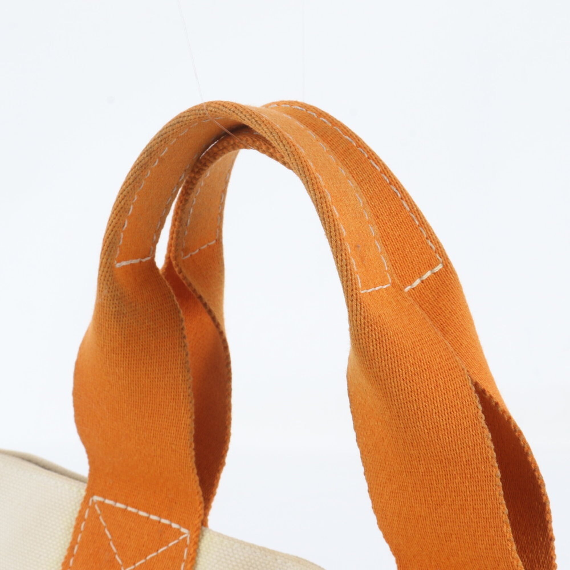 Hermes Beige Orange Cotton Handbag Shoulder Bag Tote Bag (Pre-Owned)