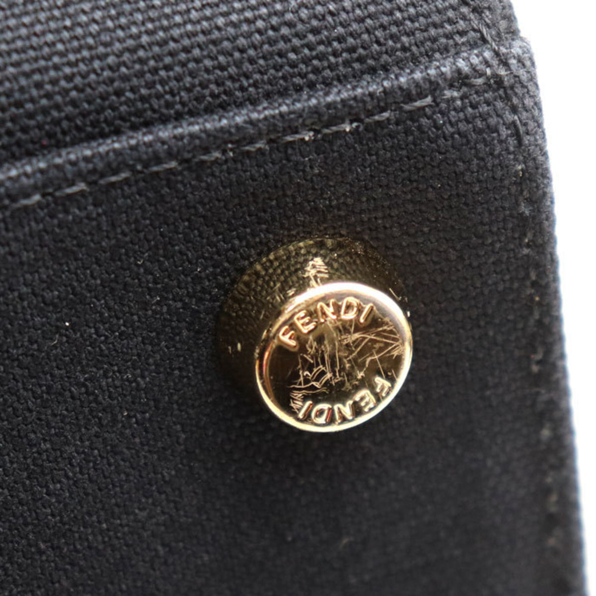 Versace Black Gold Canvas Shoulder Bag (Pre-Owned)