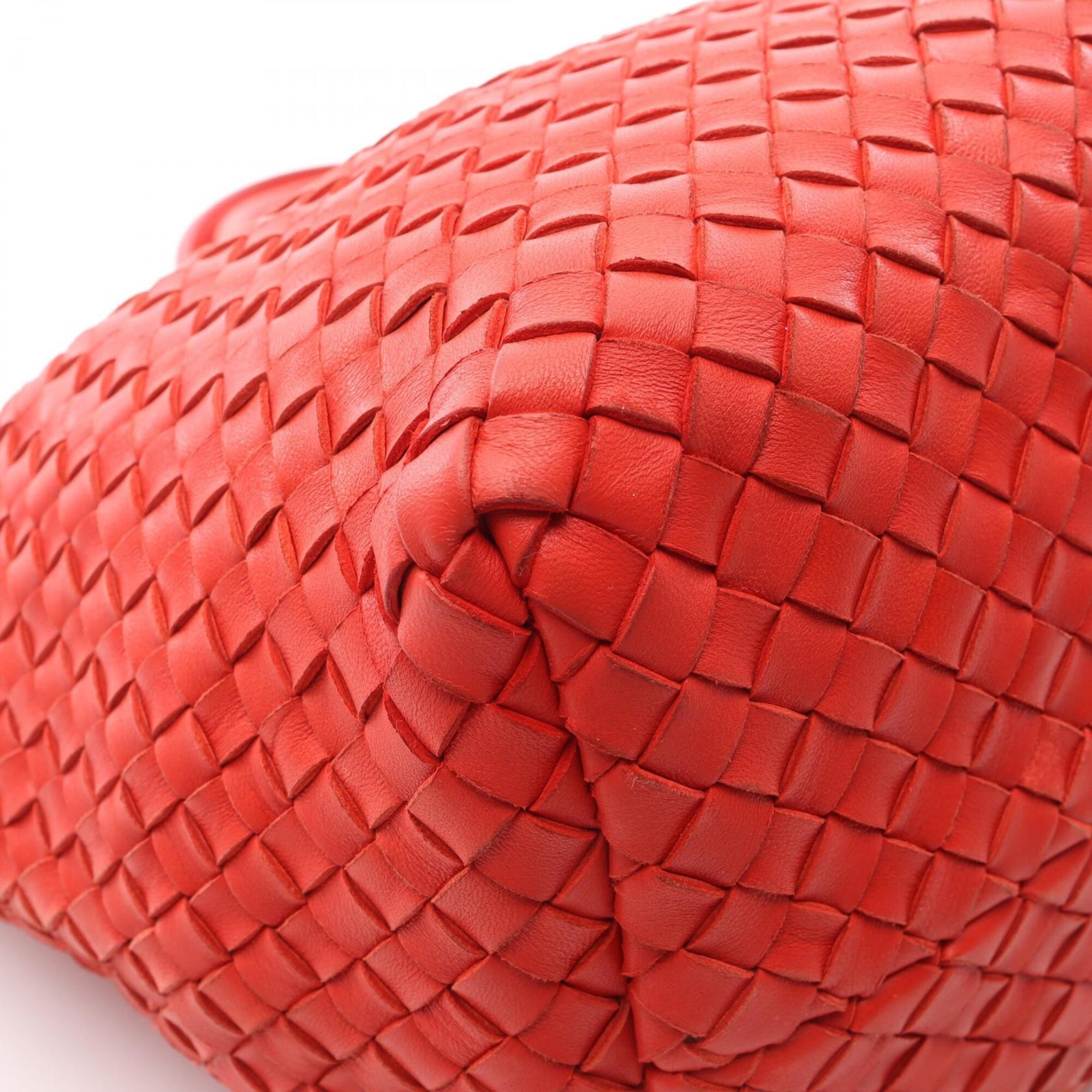Bottega Veneta Red Color Leather Handbag Pouch Tote Bag (Pre-Owned)