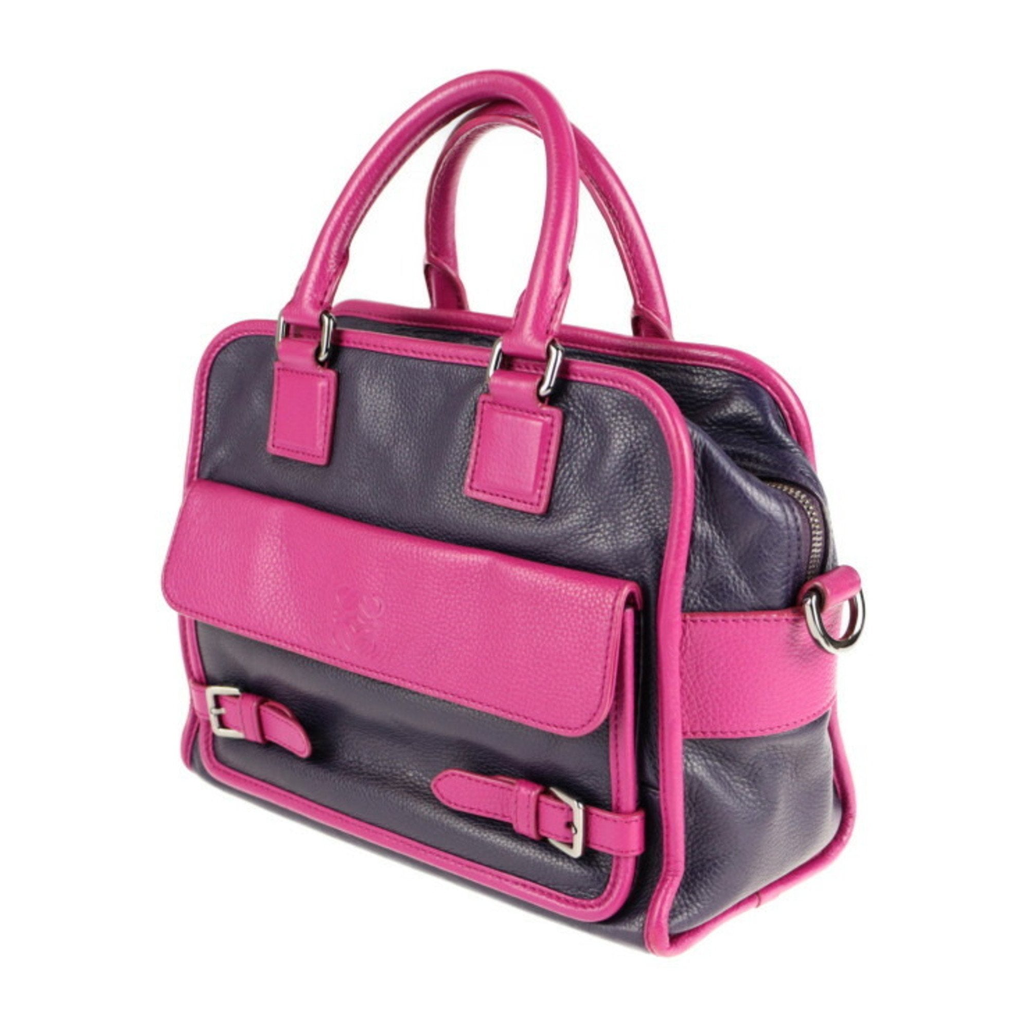 Loewe Pink Purple Leather Handbag Shopping Bag Shoulder Bag Tote Bag (Pre-Owned)