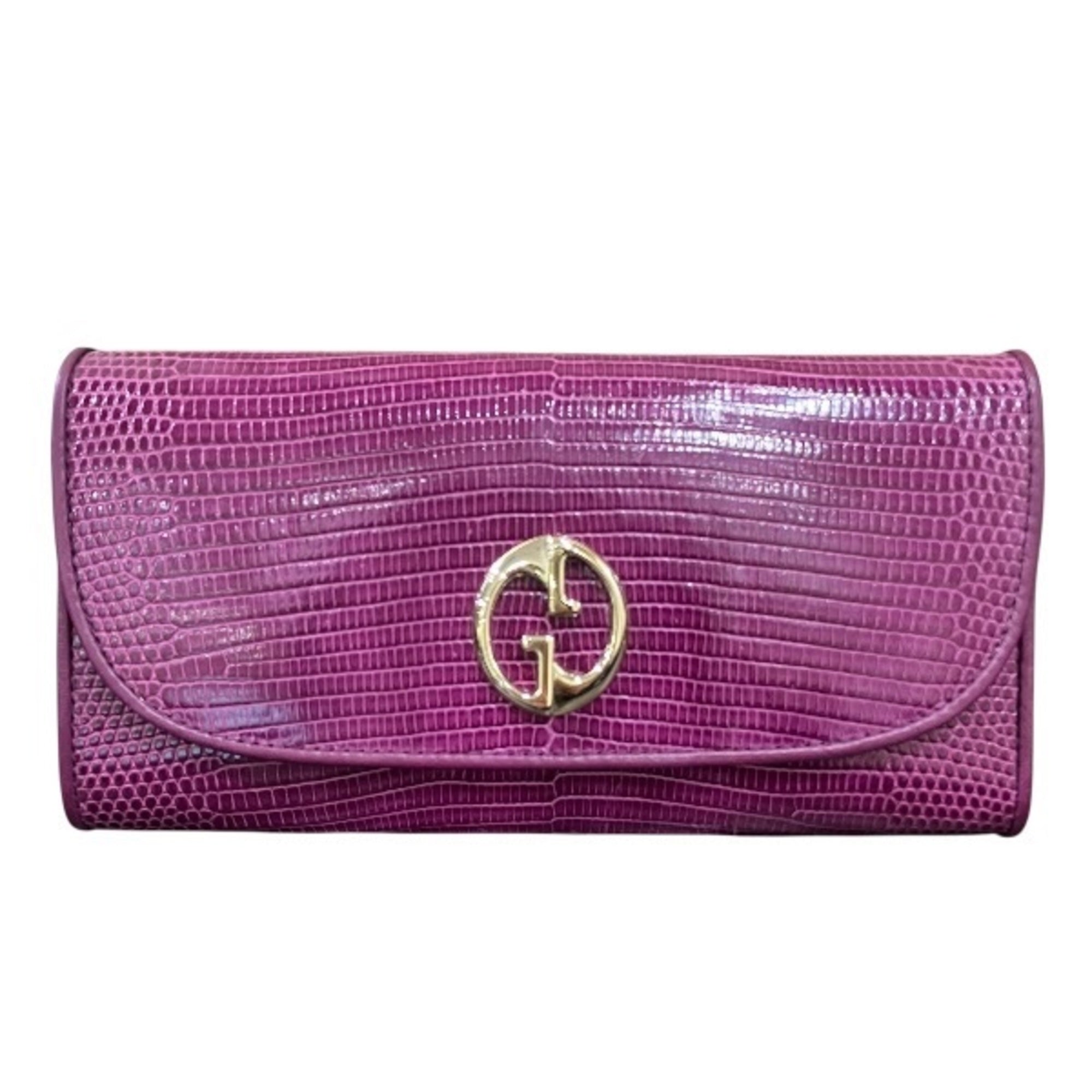 Gucci Pink Purple Red Color Leather Long Wallet (Bi-Fold) (Pre-Owned)