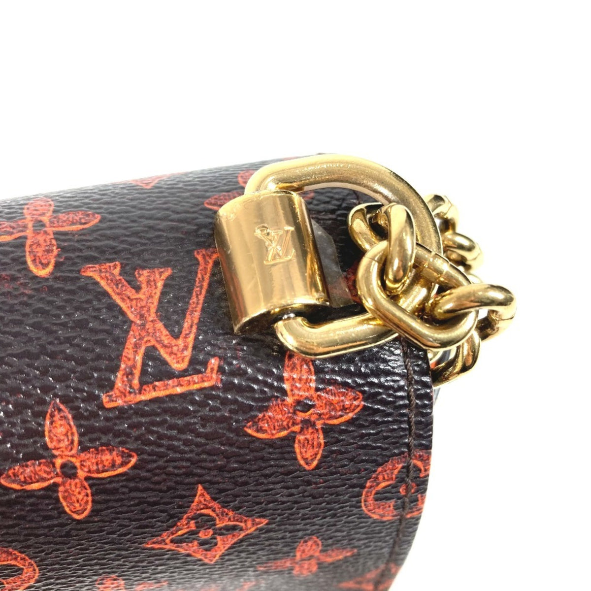 Louis Vuitton Brown Orange Monogram Leather Shoulder Bag (Pre-Owned)