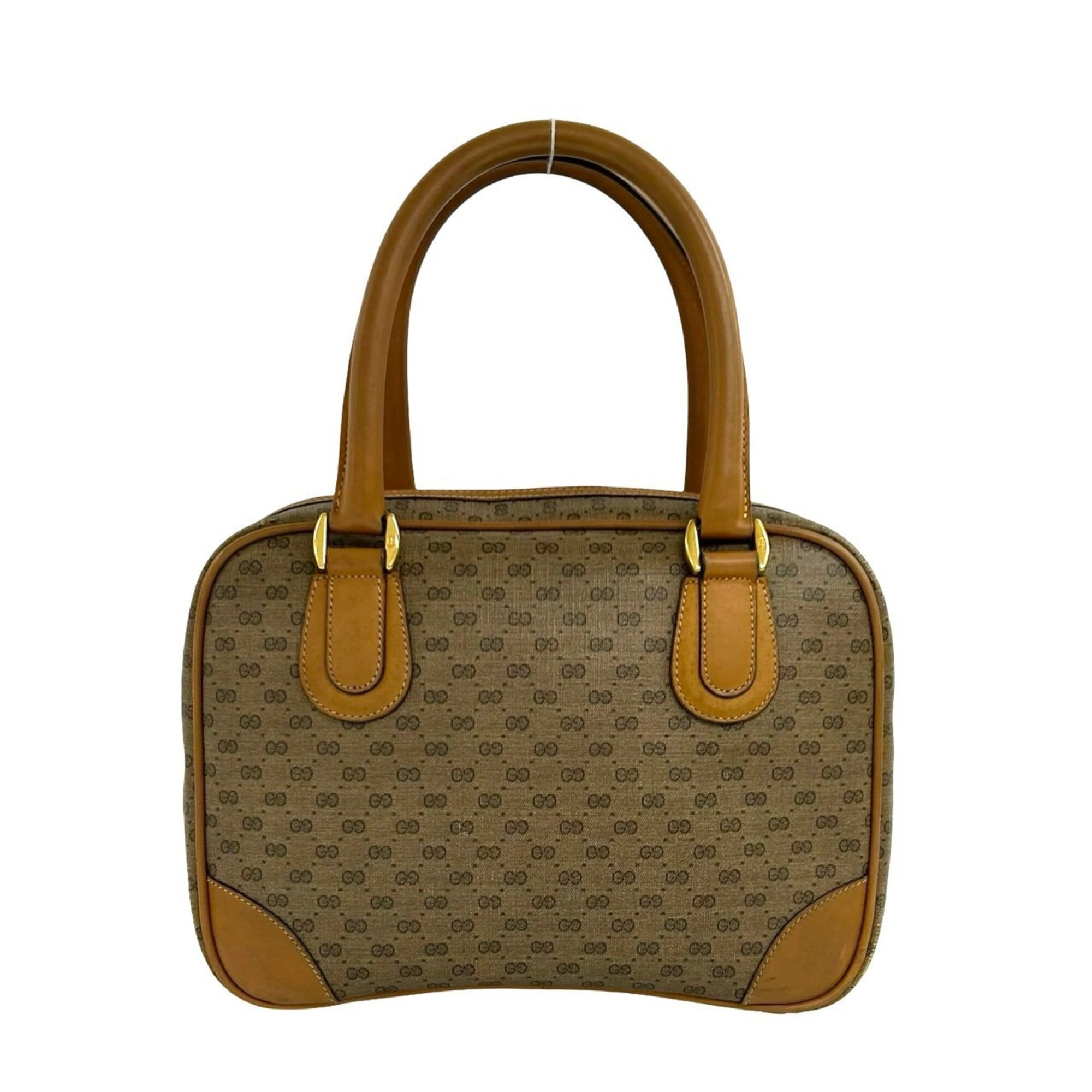 Gucci Brown Leather Pvc Boston Bag Handbag (Pre-Owned)
