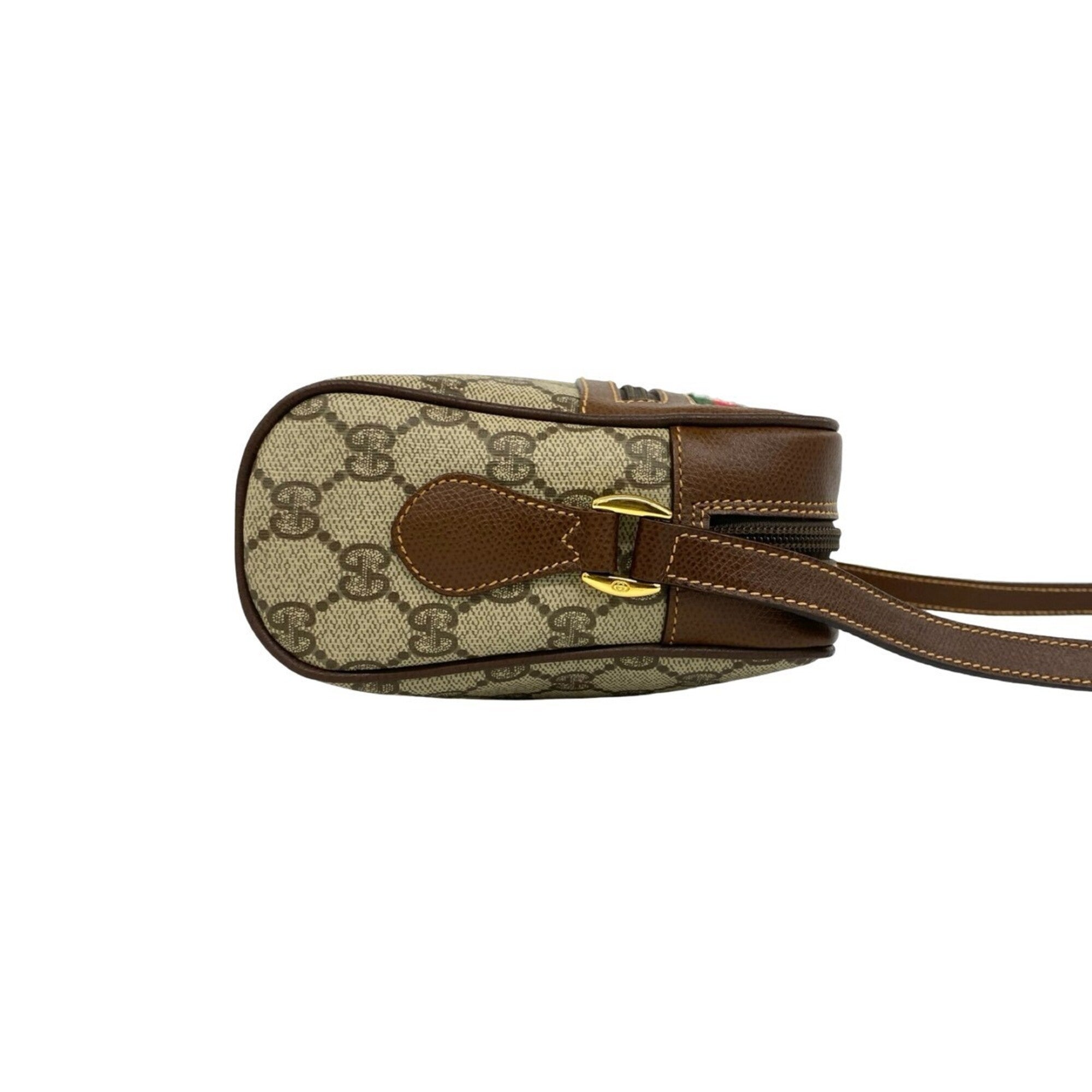 Gucci Brown Green Red Color Leather Pvc Shoulder Bag (Pre-Owned)
