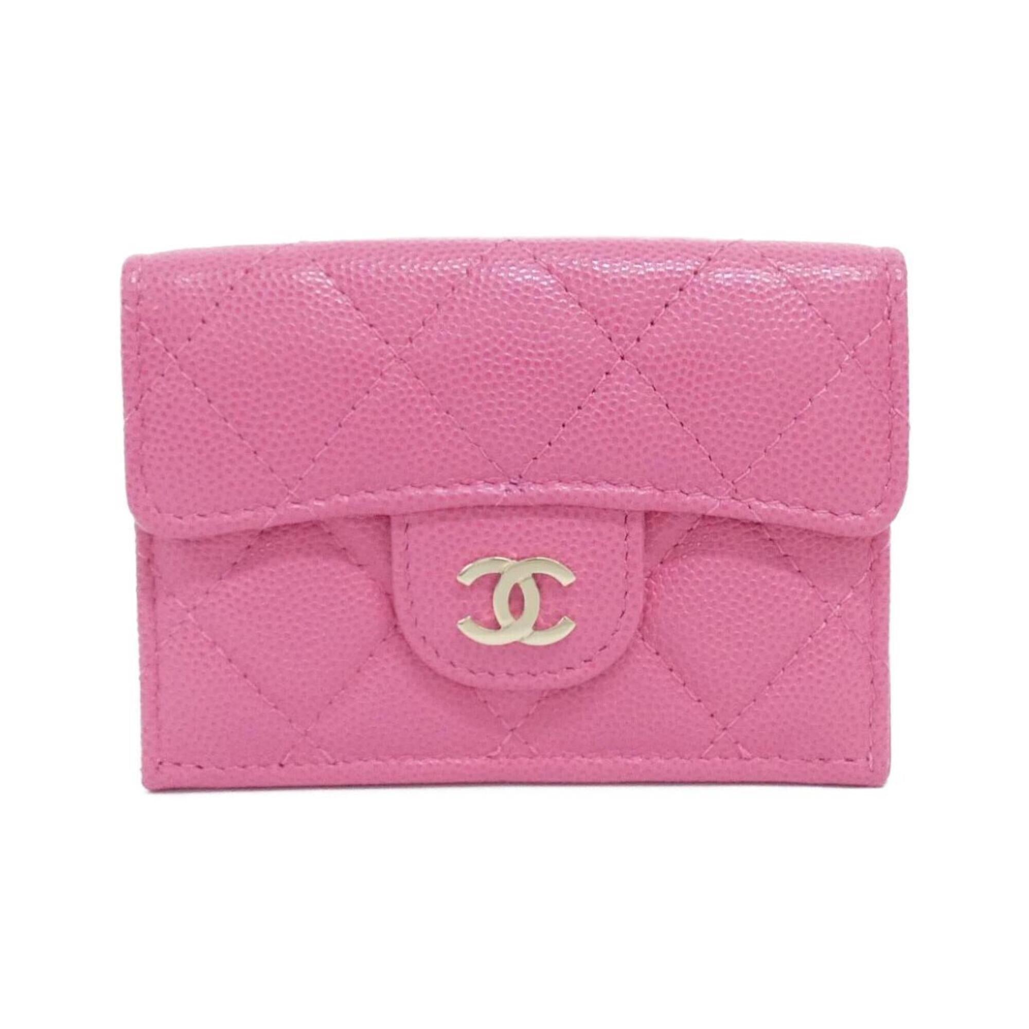 Chanel Pink Grained Calfskin Wallet (Tri-Fold) (Pre-Owned)