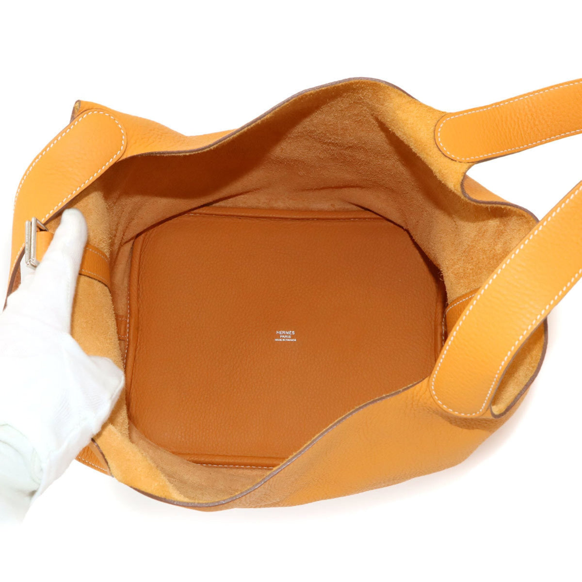 Hermes Moutarde Taurillon Clemence Leather Handbag (Pre-Owned)