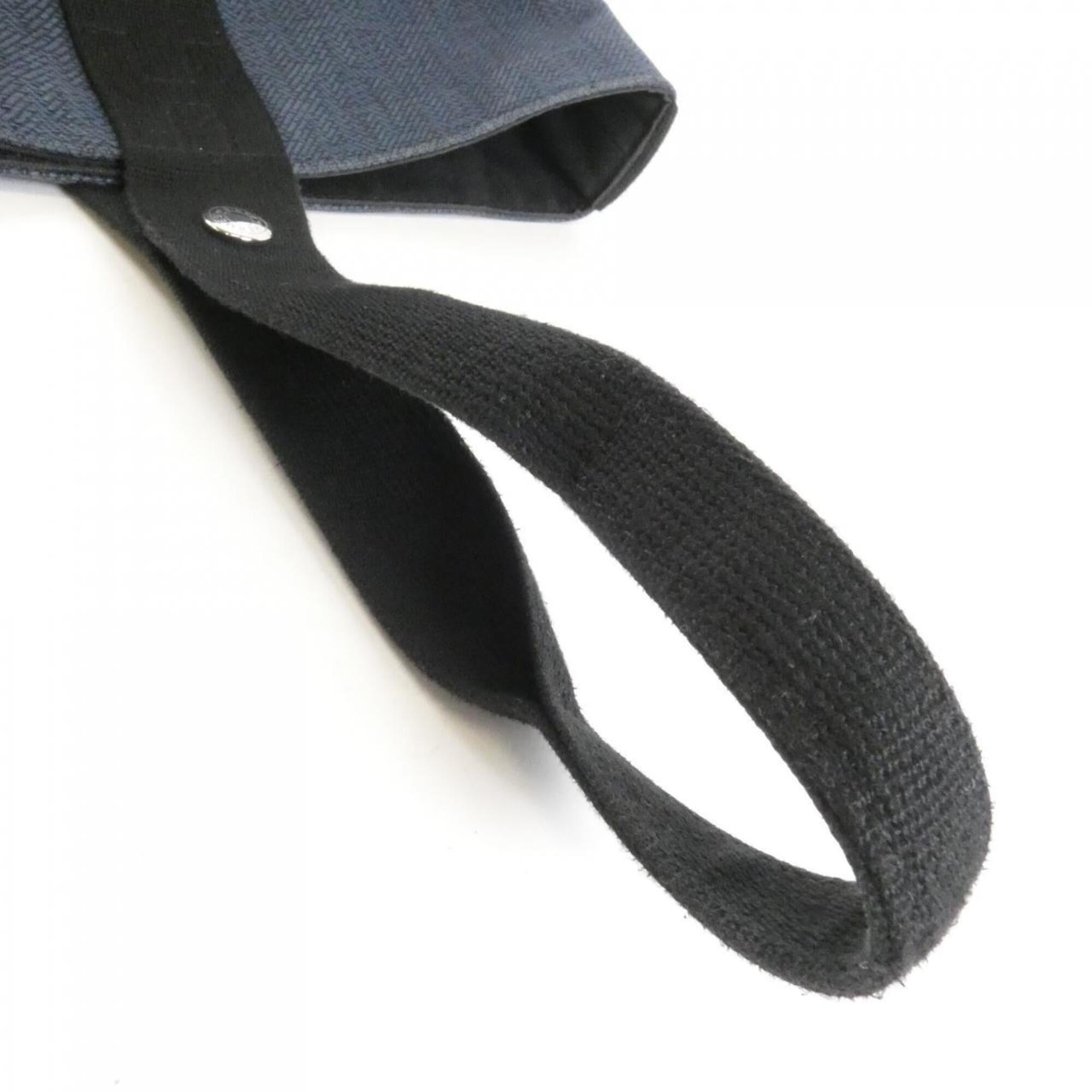 Hermes Black Navy Canvas Handbag (Pre-Owned)