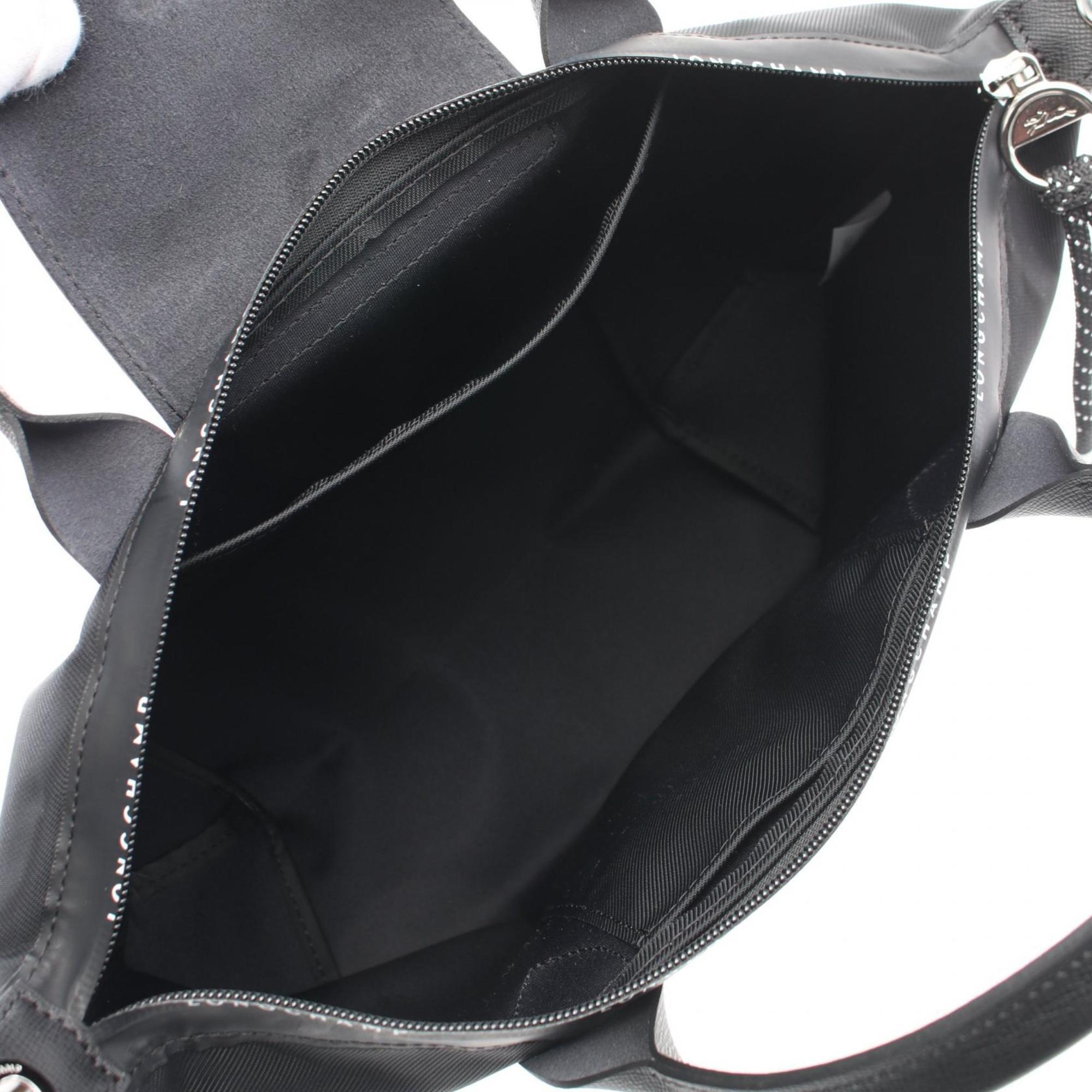 Longchamp Black Nylon Leather Tote Bag (Pre-Owned)