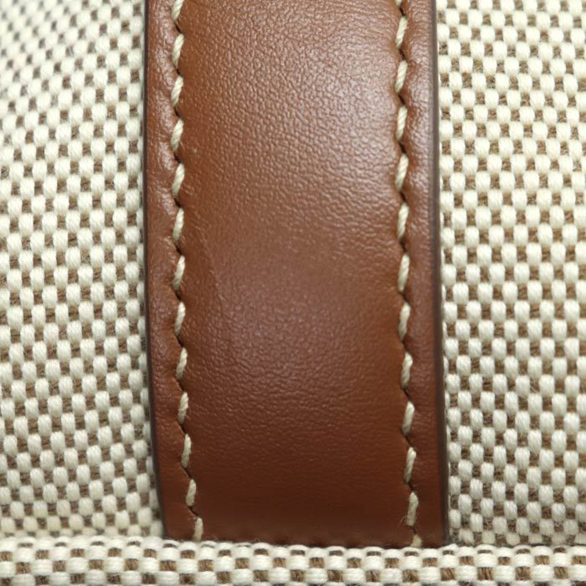 Miu Miu Beige Brown Canvas Leather Baguette Bag Shoulder Bag (Pre-Owned)