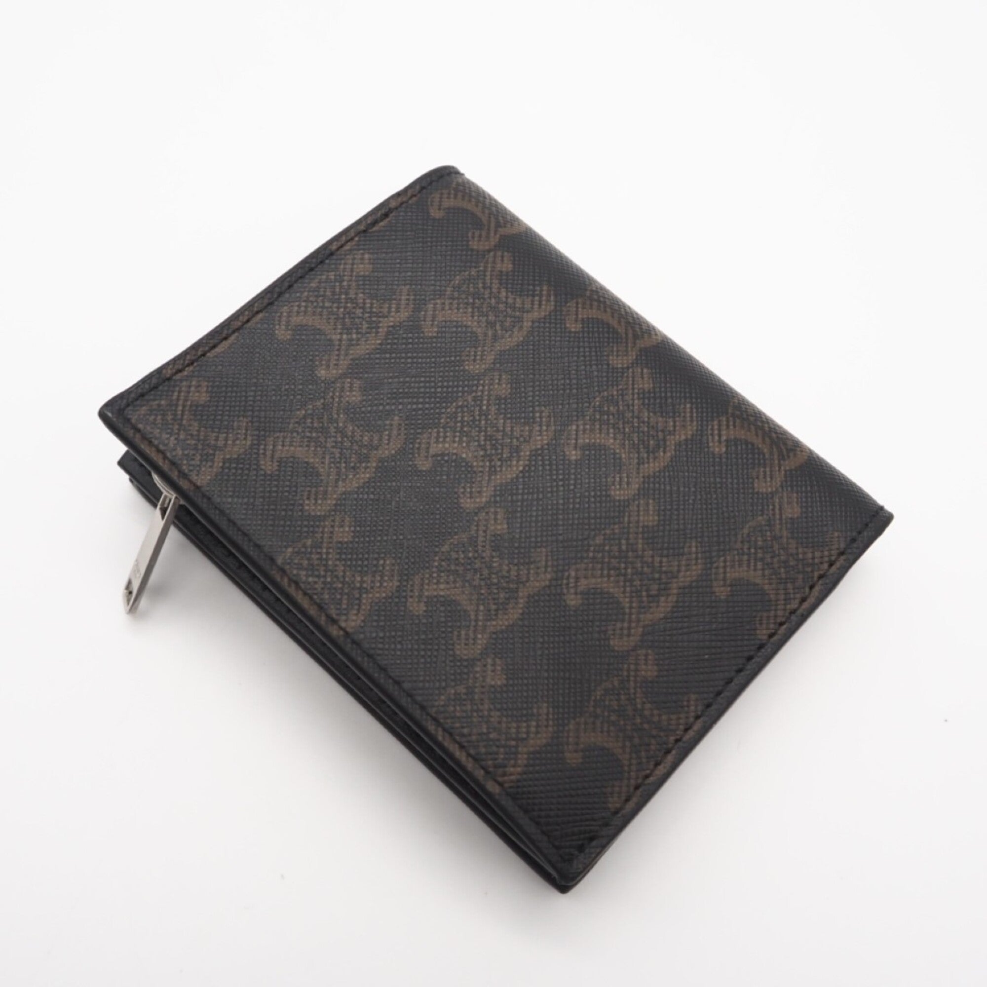 Celine Black Brown Coated Canvas Leather Wallet (Bi-Fold) (Pre-Owned)