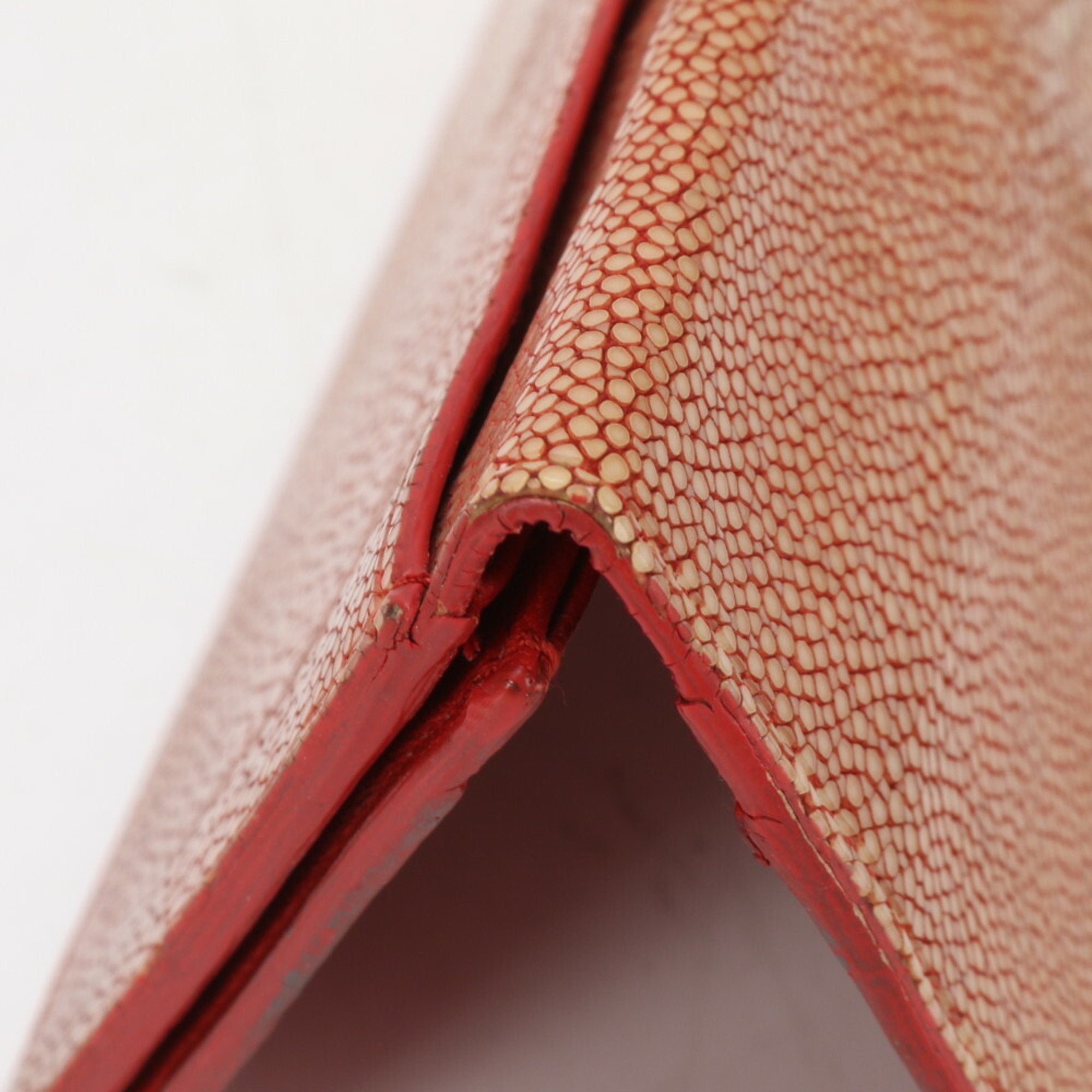 Bottega Veneta Orange Red Color Leather Long Bill Wallet (Bi-Fold) (Pre-Owned)