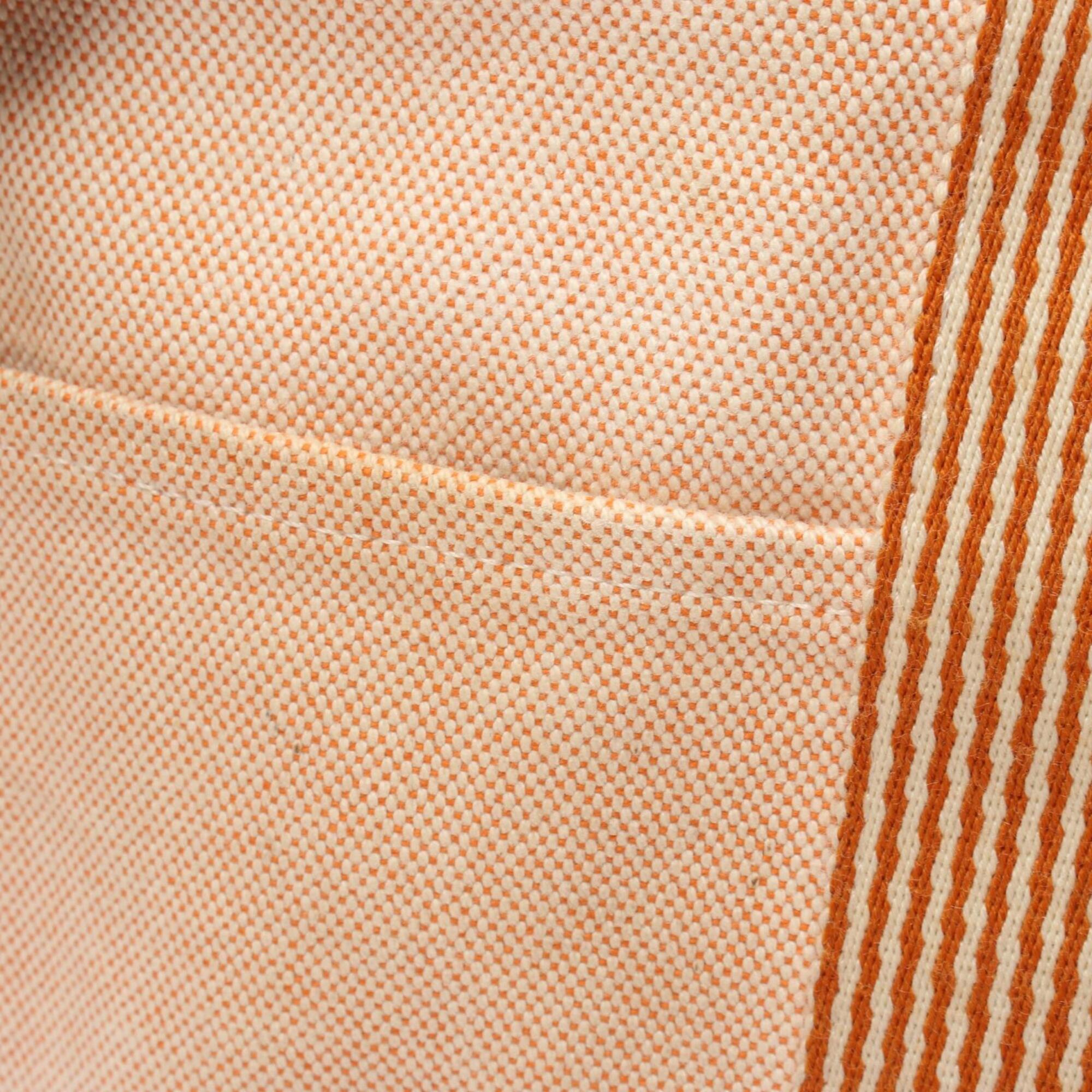 Hermes Brown Orange Canvas Handbag Tote Bag (Pre-Owned)