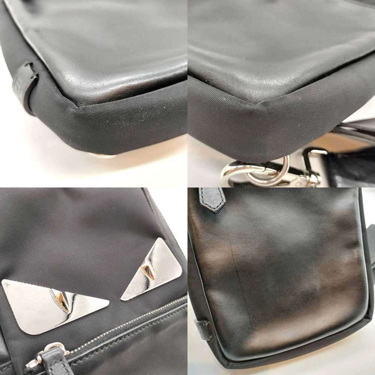 Fendi Black Nylon Leather Sling Bag (Pre-Owned)