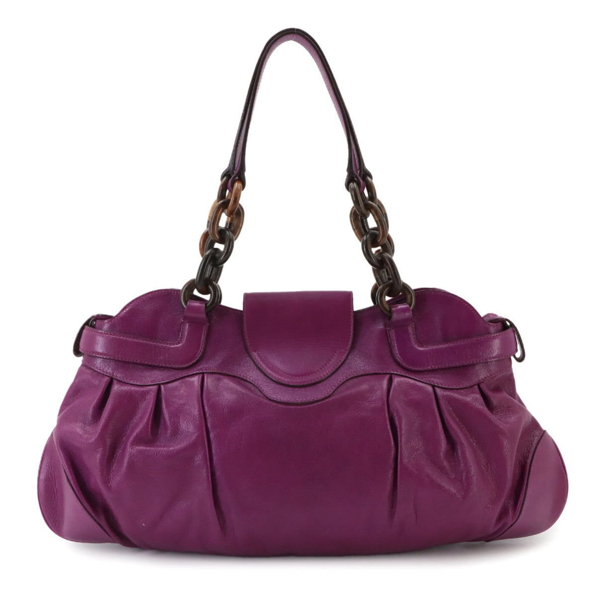 Salvatore Ferragamo Gancini Purple Leather Handbag Shoulder Bag (Pre-Owned)