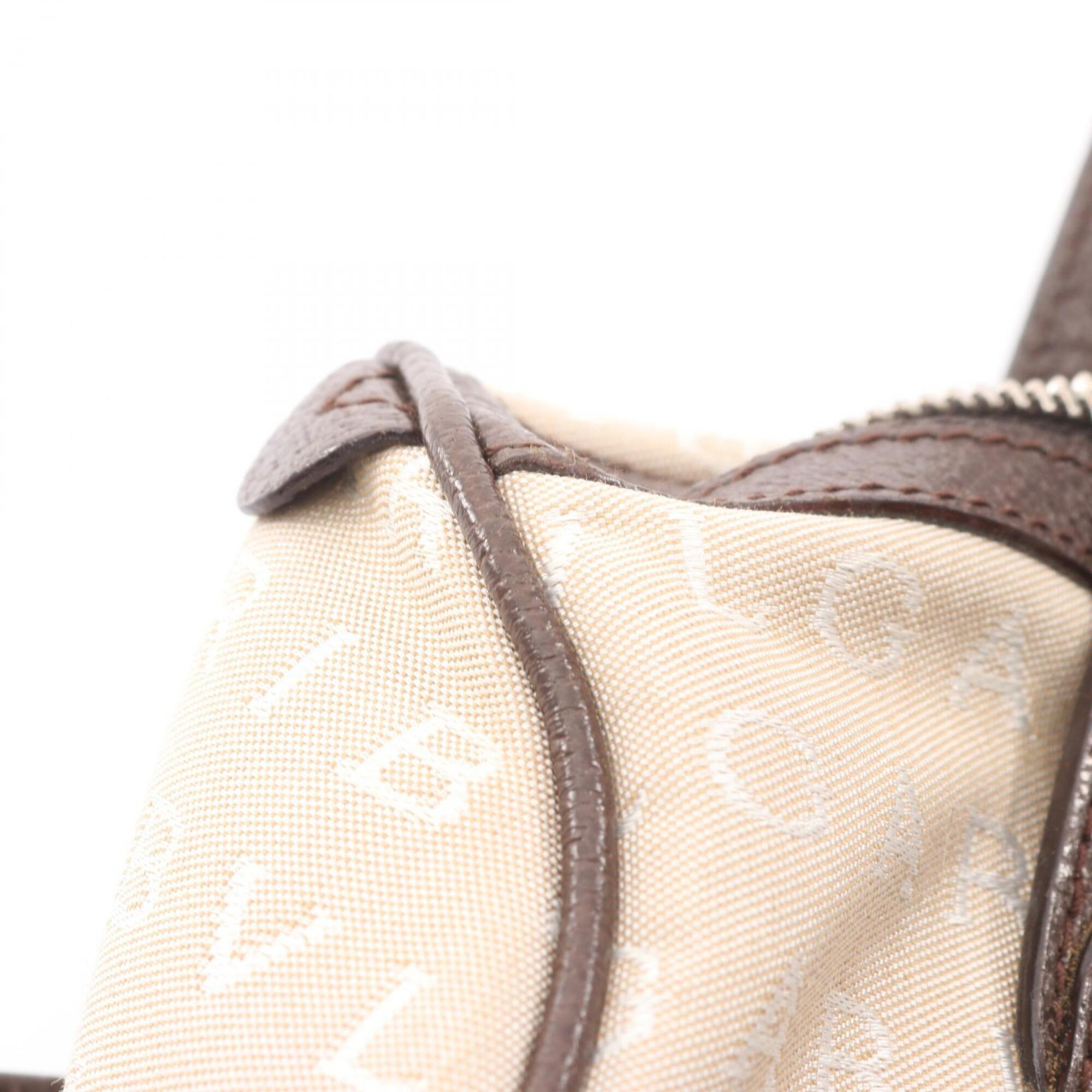 Bvlgari Beige Brown Canvas Leather Handbag (Pre-Owned)