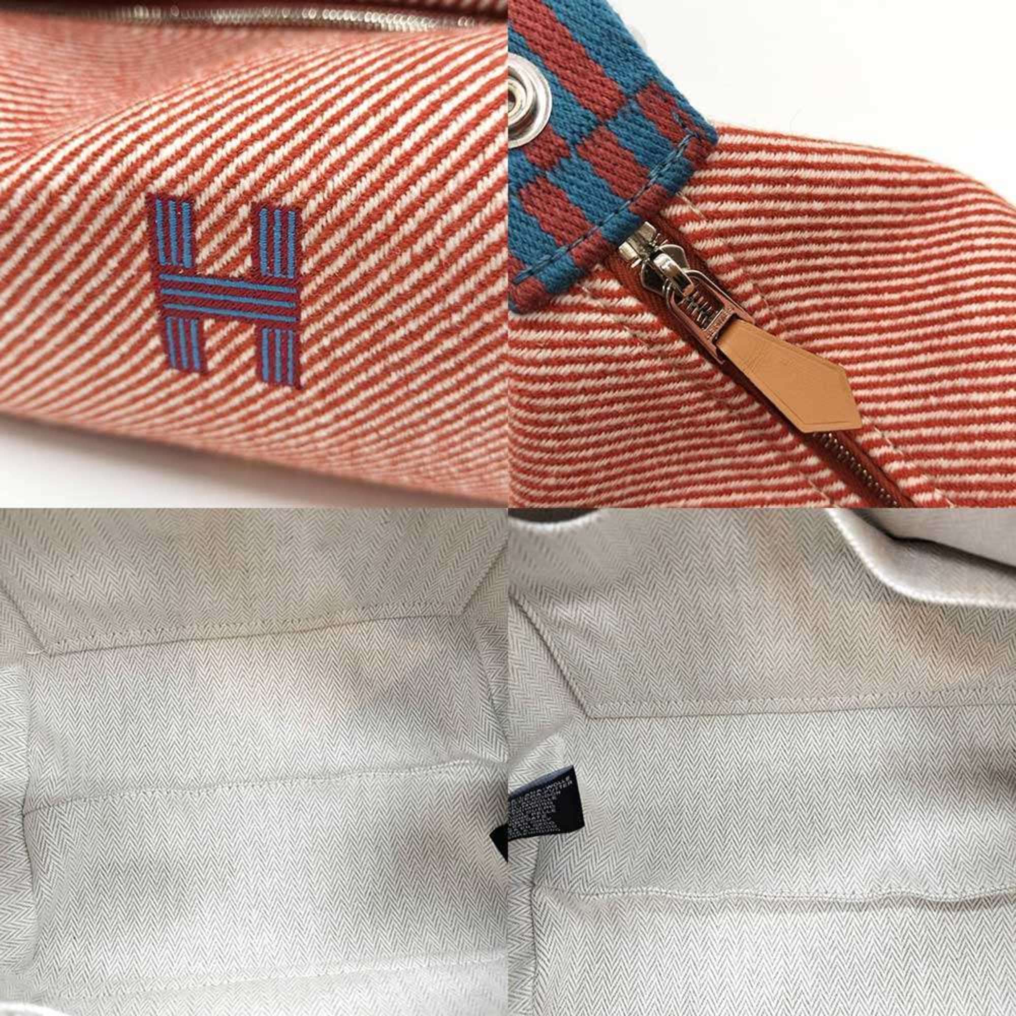 Hermes Blue Orange Red Color Canvas Handbag Pouch (Pre-Owned)