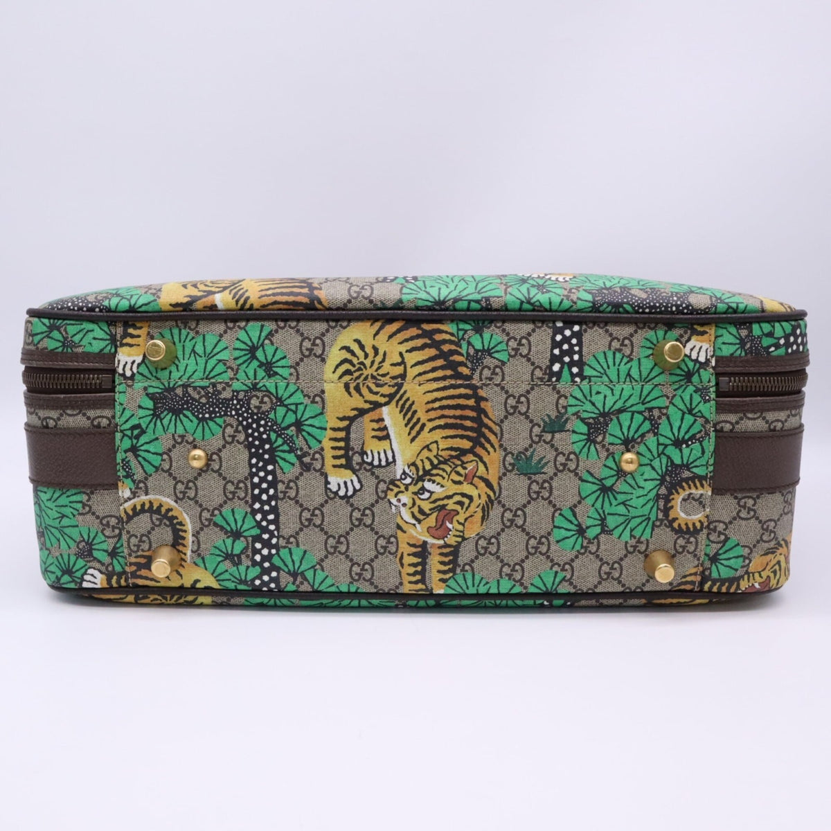 Gucci Sherry Line Beige Multi-Color Coated Canvas Leather Boston Bag (Pre-Owned)