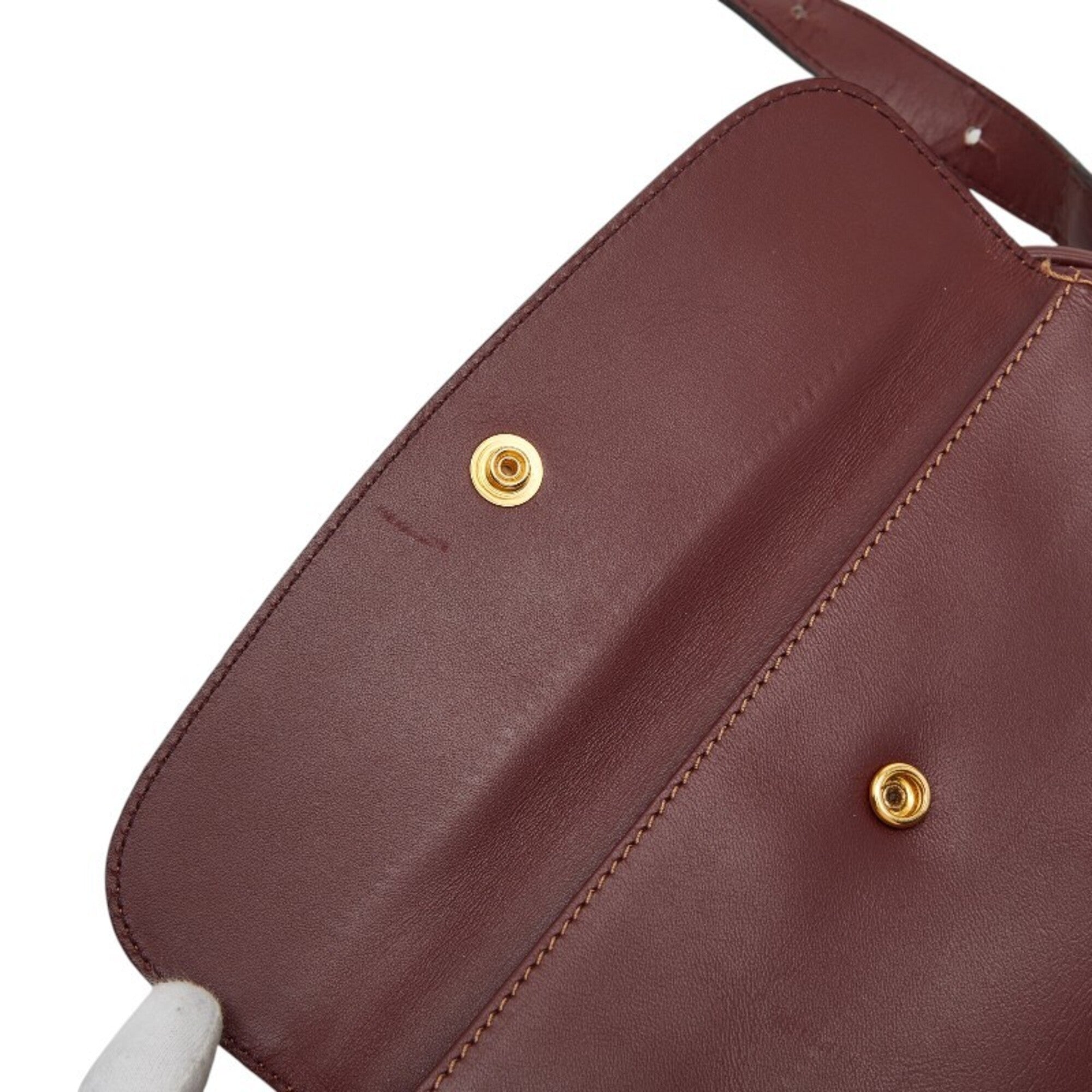 Cartier Must Bordeaux Wine Red Leather Shoulder Bag (Pre-Owned)