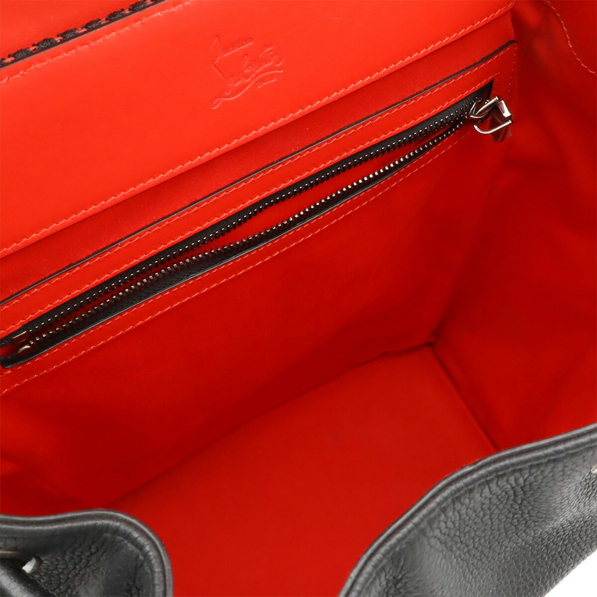 Christian Louboutin Black Red Color Leather Rubber Backpack (Pre-Owned)