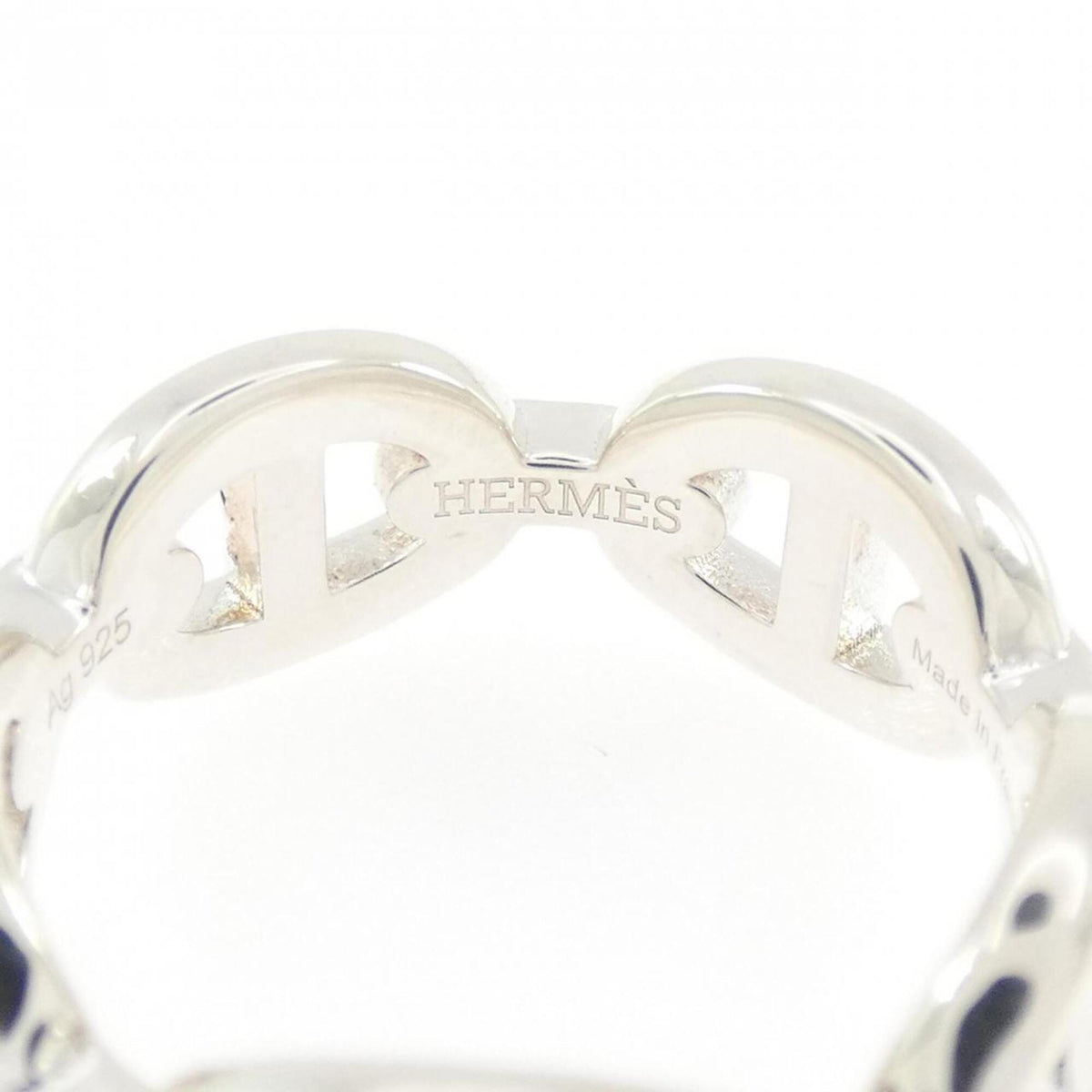 Hermes Silver 925 Band Ring (Pre-Owned)