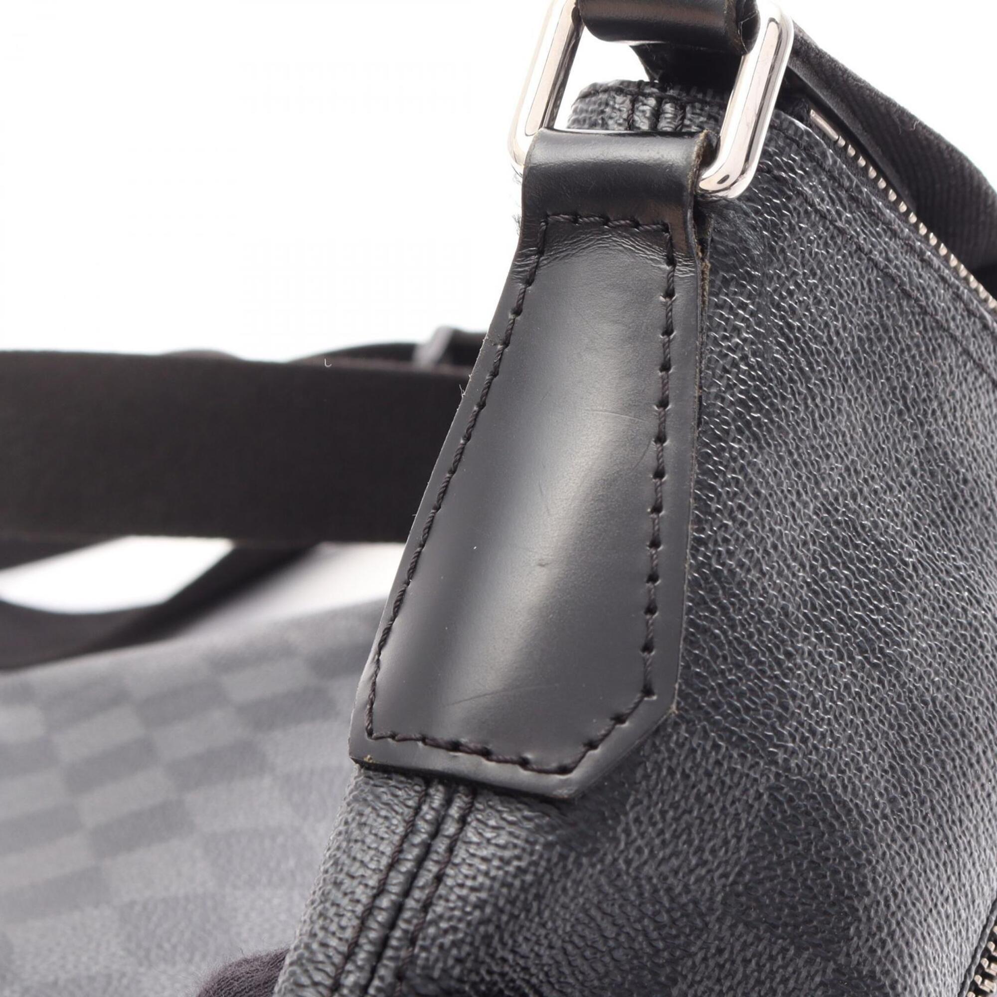 Louis Vuitton Black Coated Canvas Leather Handbag Shoulder Bag (Pre-Owned)