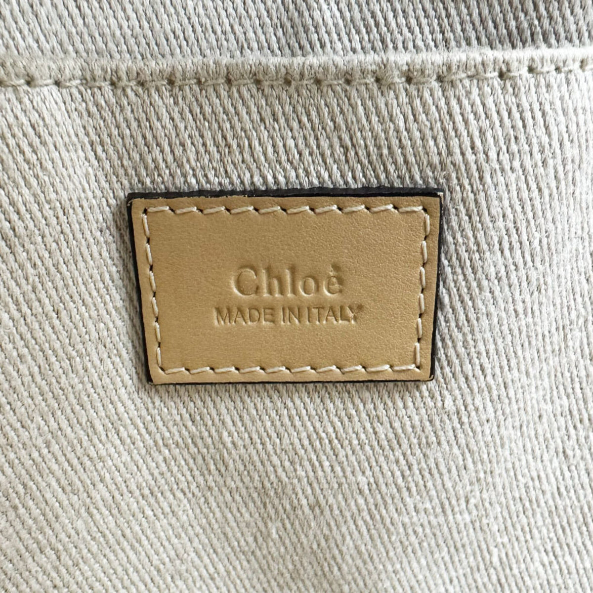Chloé Beige Black Linen Tote Bag (Pre-Owned)