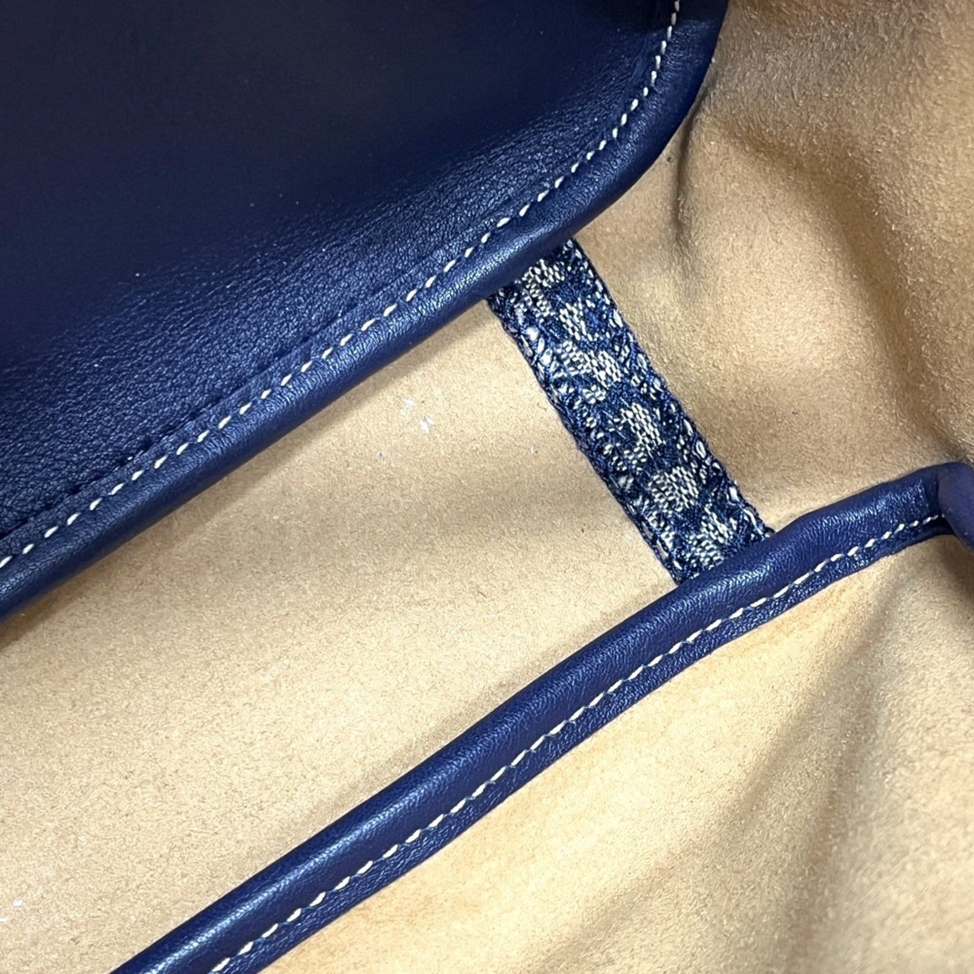 Tory Burch Navy Canvas Handbag Tote Bag (Pre-Owned)