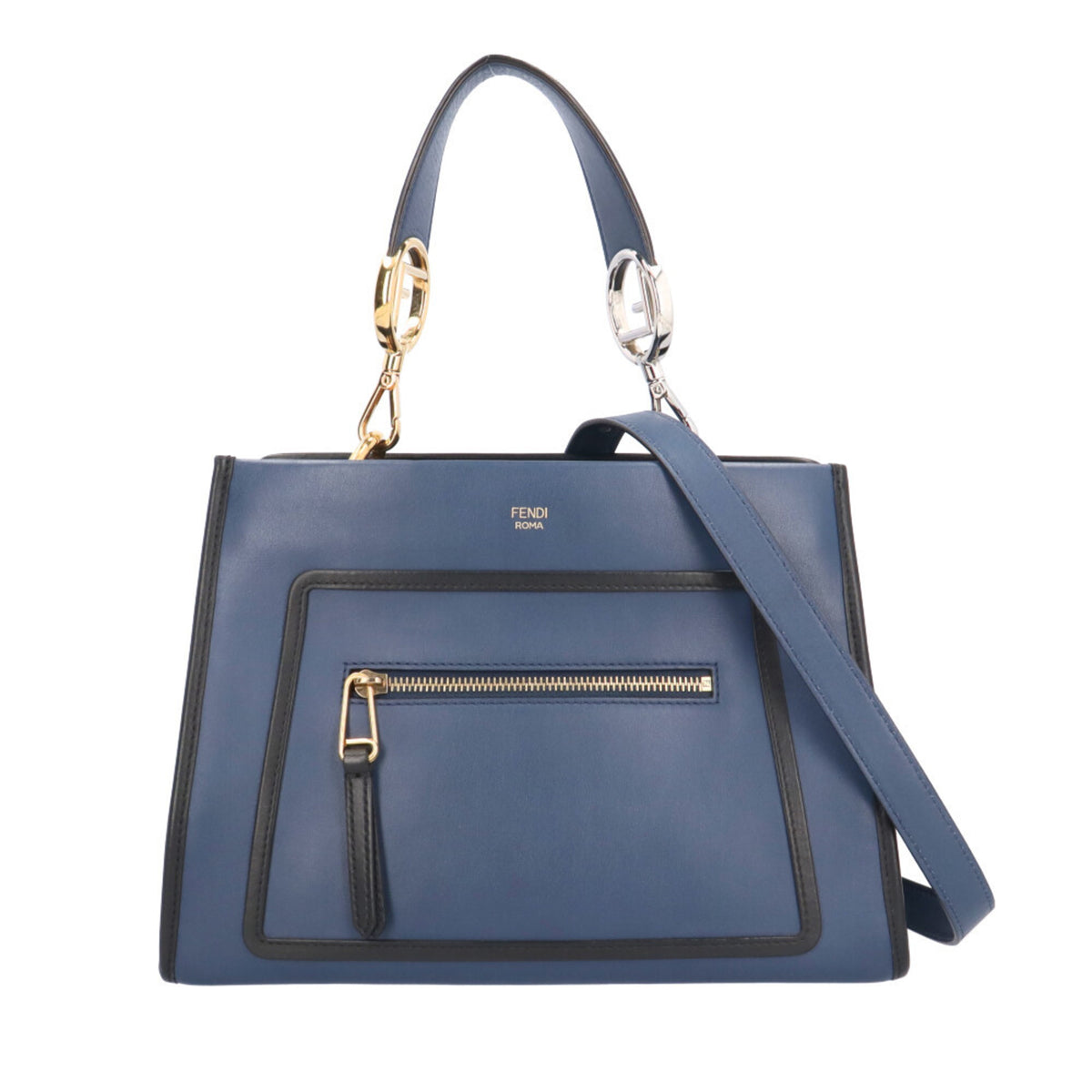 Fendi Navy Leather Shoulder Bag (Pre-Owned)