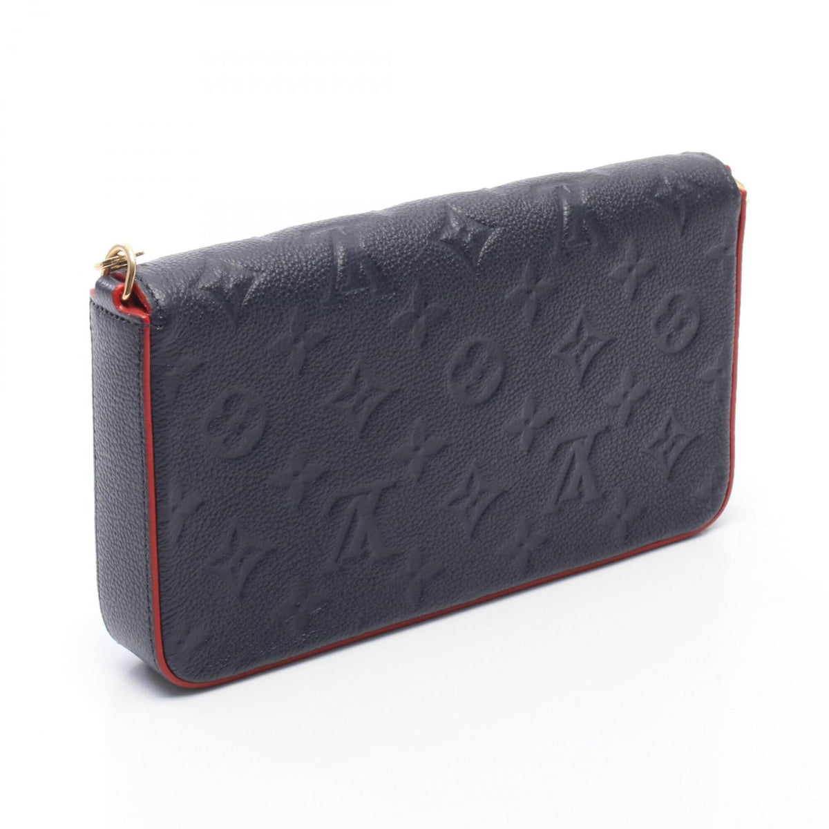 Louis Vuitton Navy Red Color Leather Handbag Pochette Shoulder Bag (Pre-Owned)