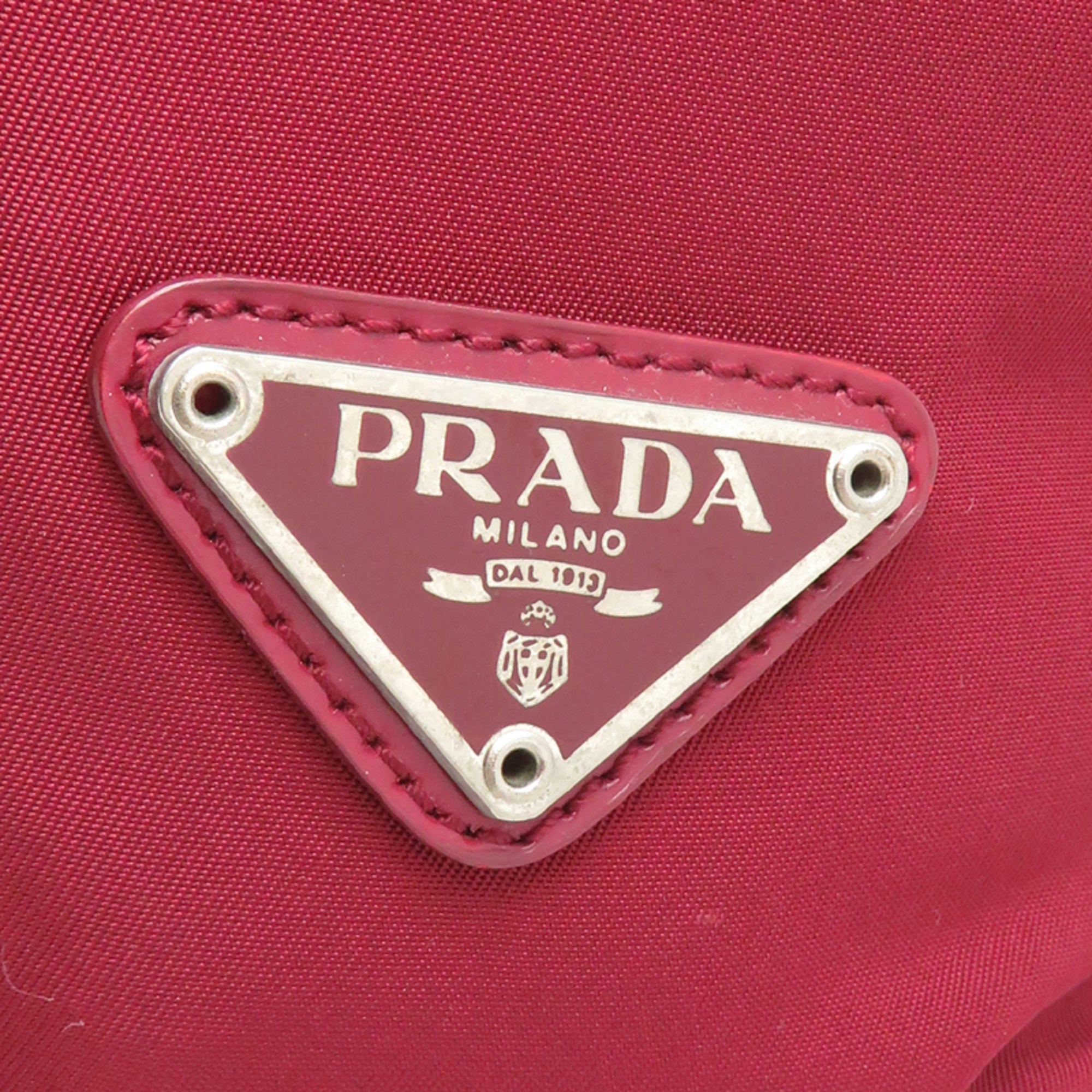 Prada Red Color Nylon Pouch (Pre-Owned)