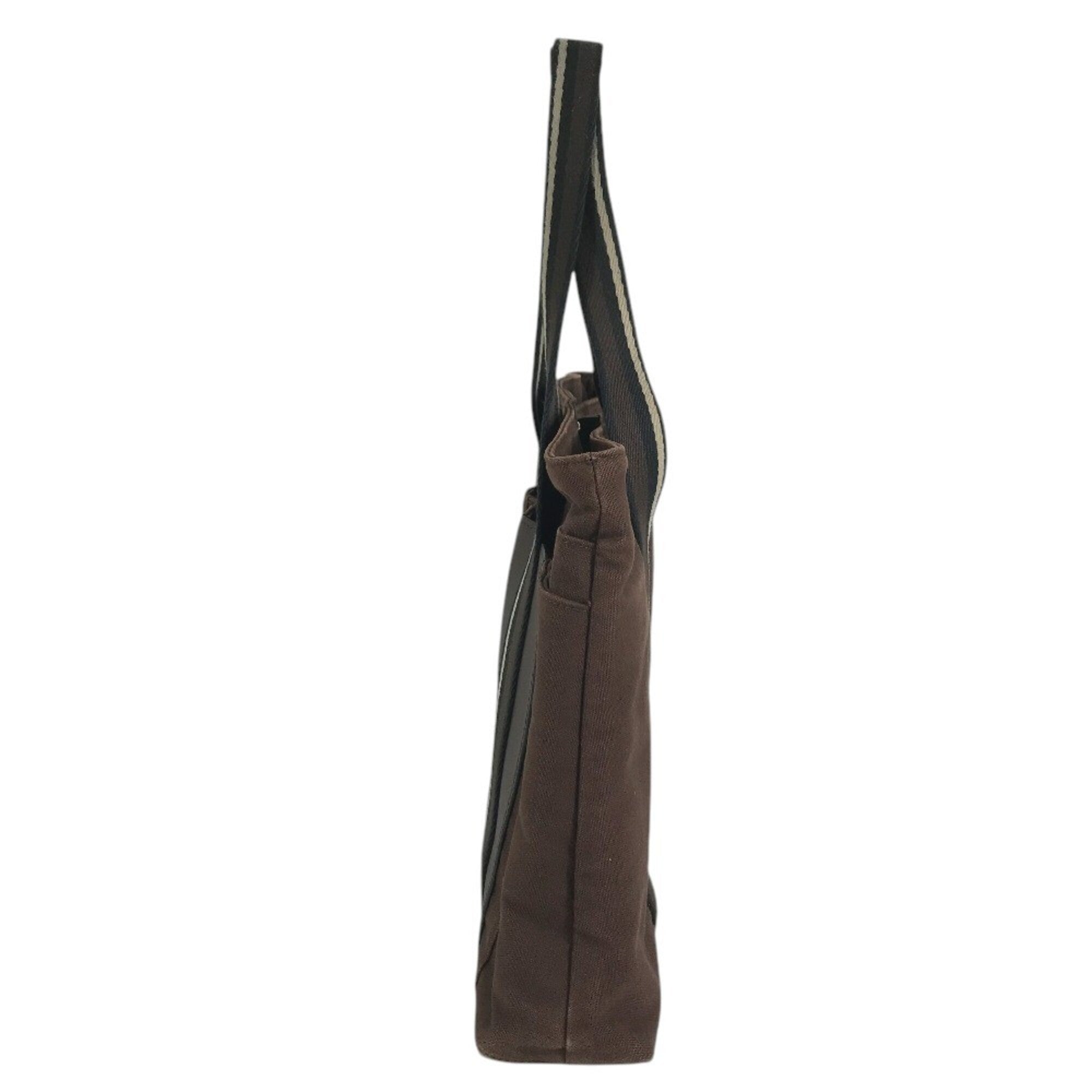 Hermes Brown Canvas Handbag Shoulder Bag Tote Bag (Pre-Owned)