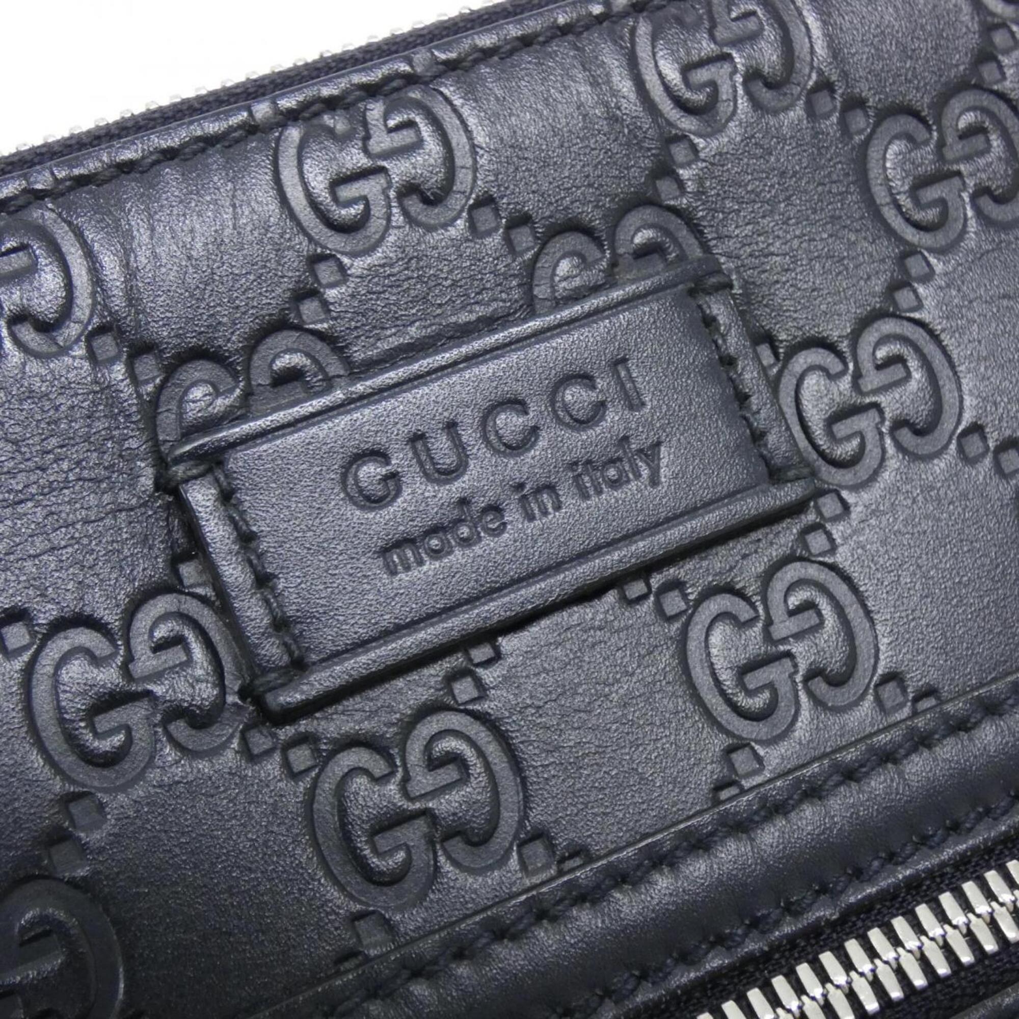Gucci Navy Gg Leather Shoulder Bag (Pre-Owned)