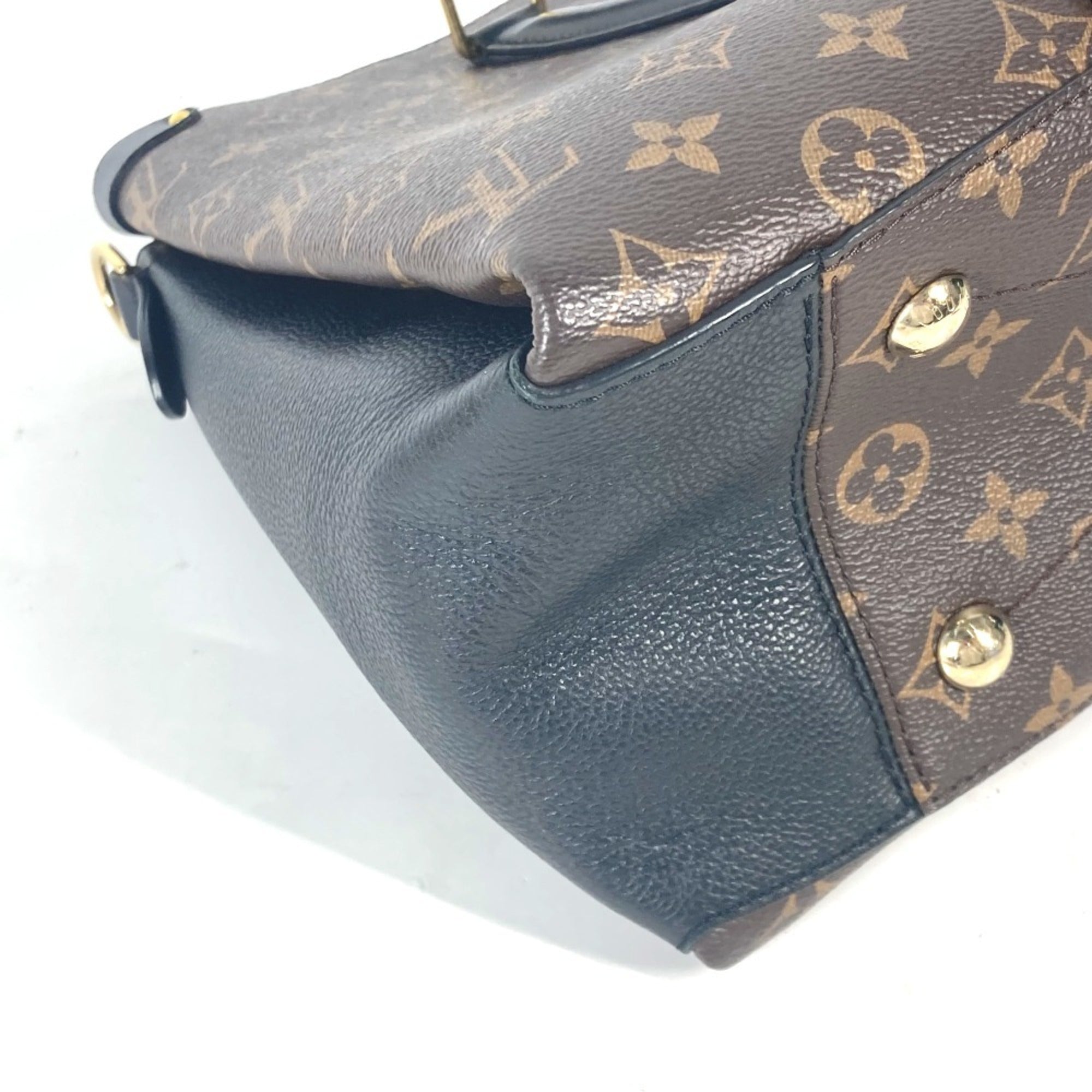 Louis Vuitton Black Brown Monogram Canvas Handbag Tote Bag (Pre-Owned)