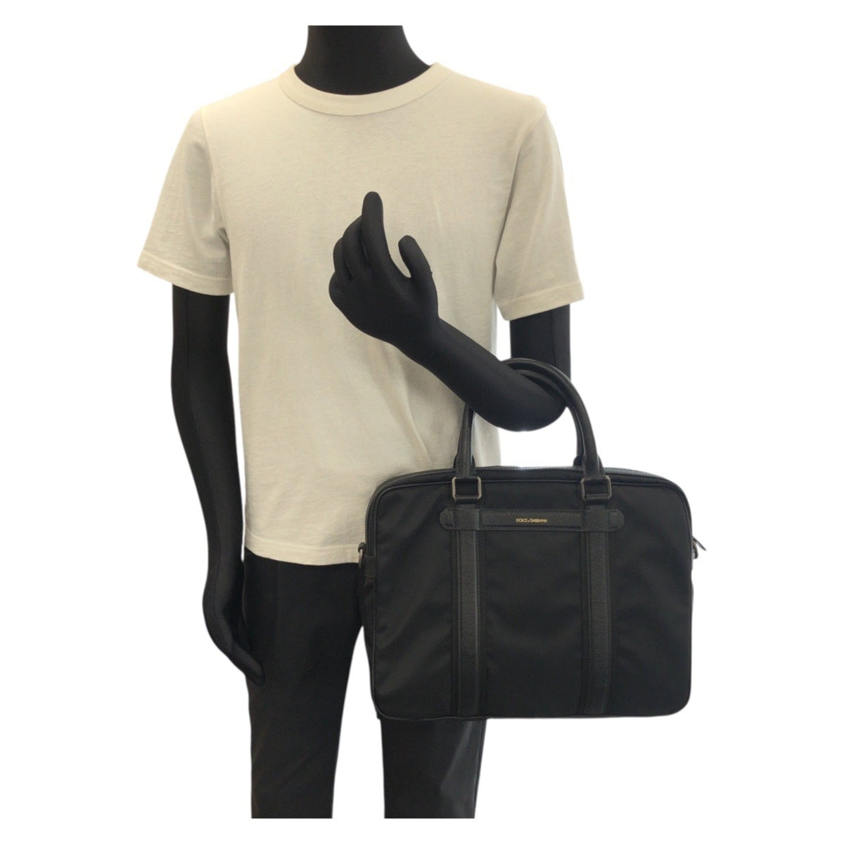 Dolce & Gabbana Black Nylon Leather Briefcase Shoulder Bag (Pre-Owned)