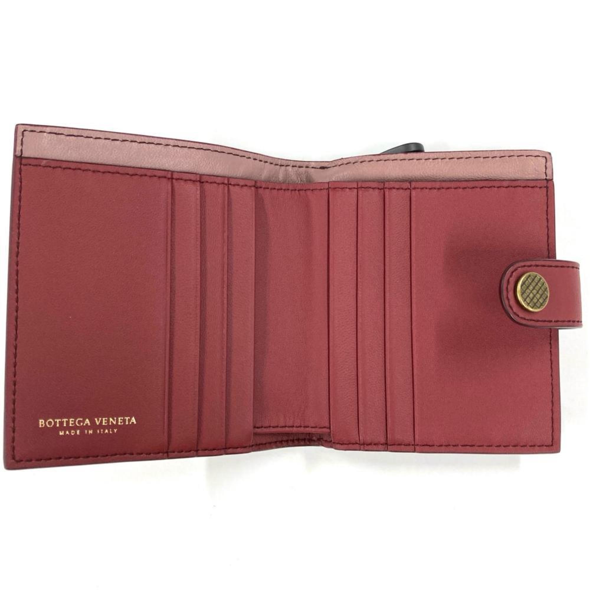 Bottega Veneta Red Color Intrecciato Wallet (Bi-Fold) (Pre-Owned)