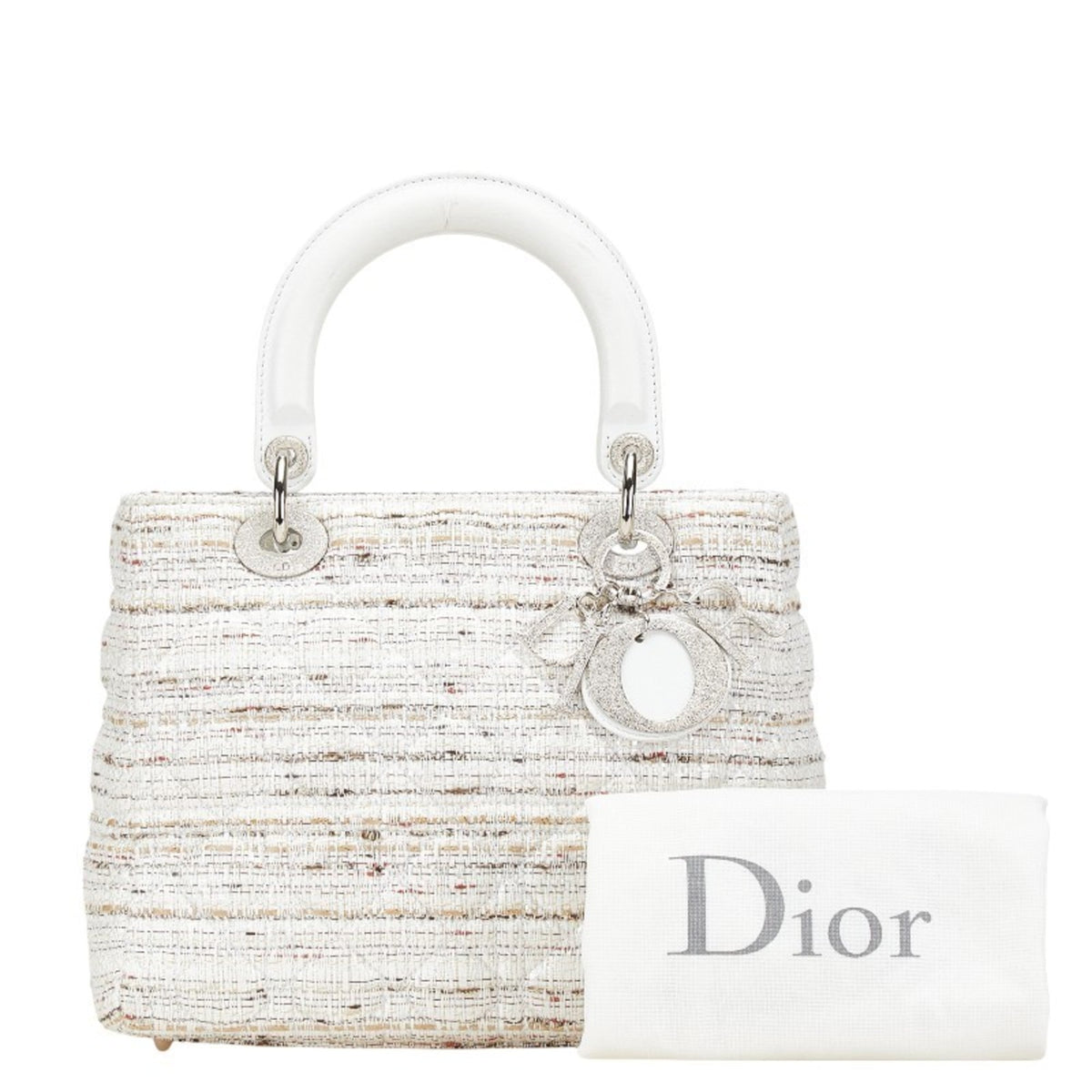 Christian Dior Multi-Color White Canvas Leather Handbag (Pre-Owned)