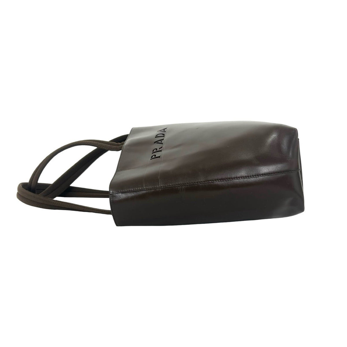 Prada Brown Leather Handbag Shoulder Bag Tote Bag (Pre-Owned)