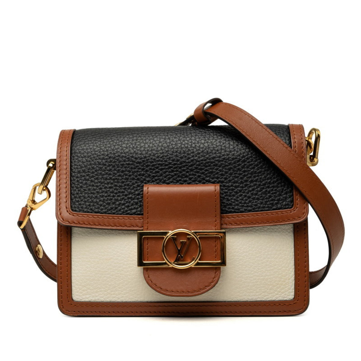 Louis Vuitton Black Brown White Leather Leather Shoulder Bag (Pre-Owned)