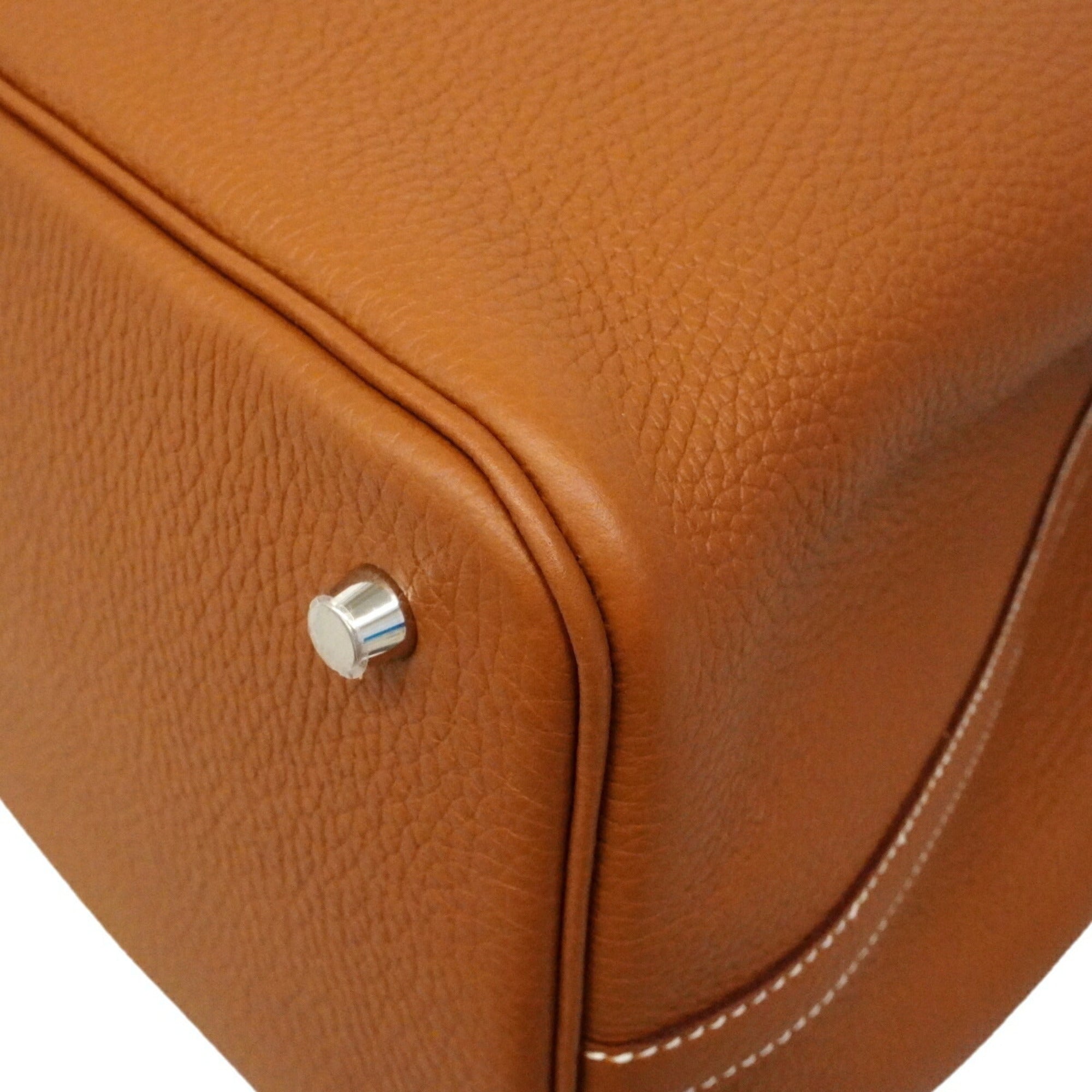 Hermes Gold Taurillon Clemence Leather Handbag (Pre-Owned)