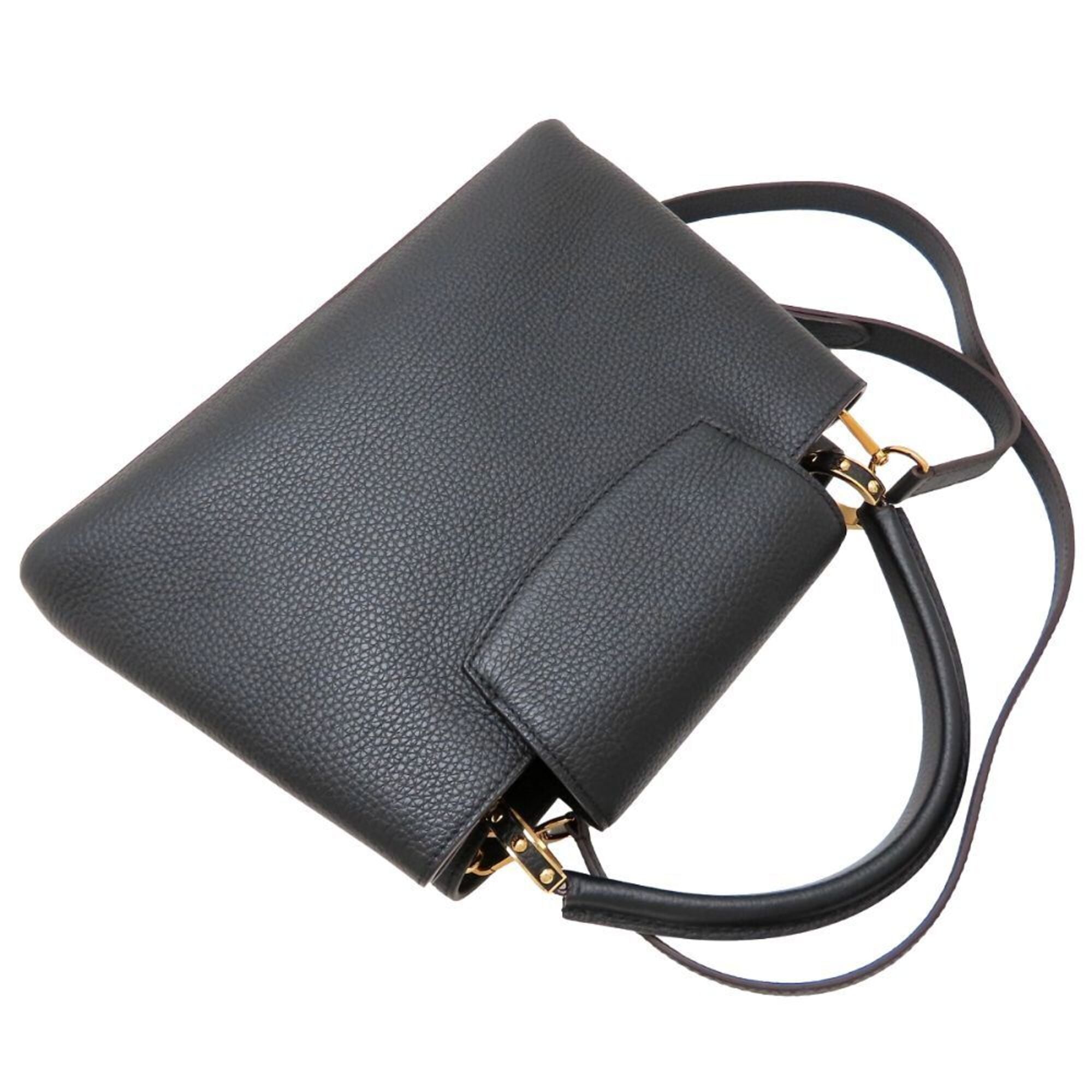 Louis Vuitton Noir Leather Handbag (Pre-Owned)