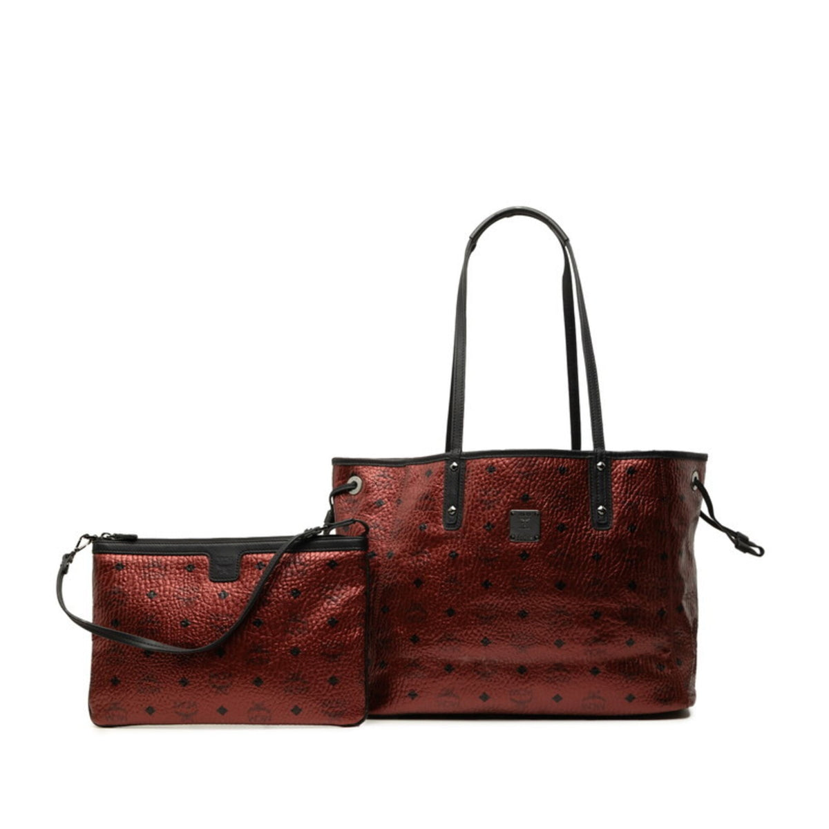Mcm Black Multi-Color Red Color Leather Pouch Shoulder Bag Tote Bag (Pre-Owned)