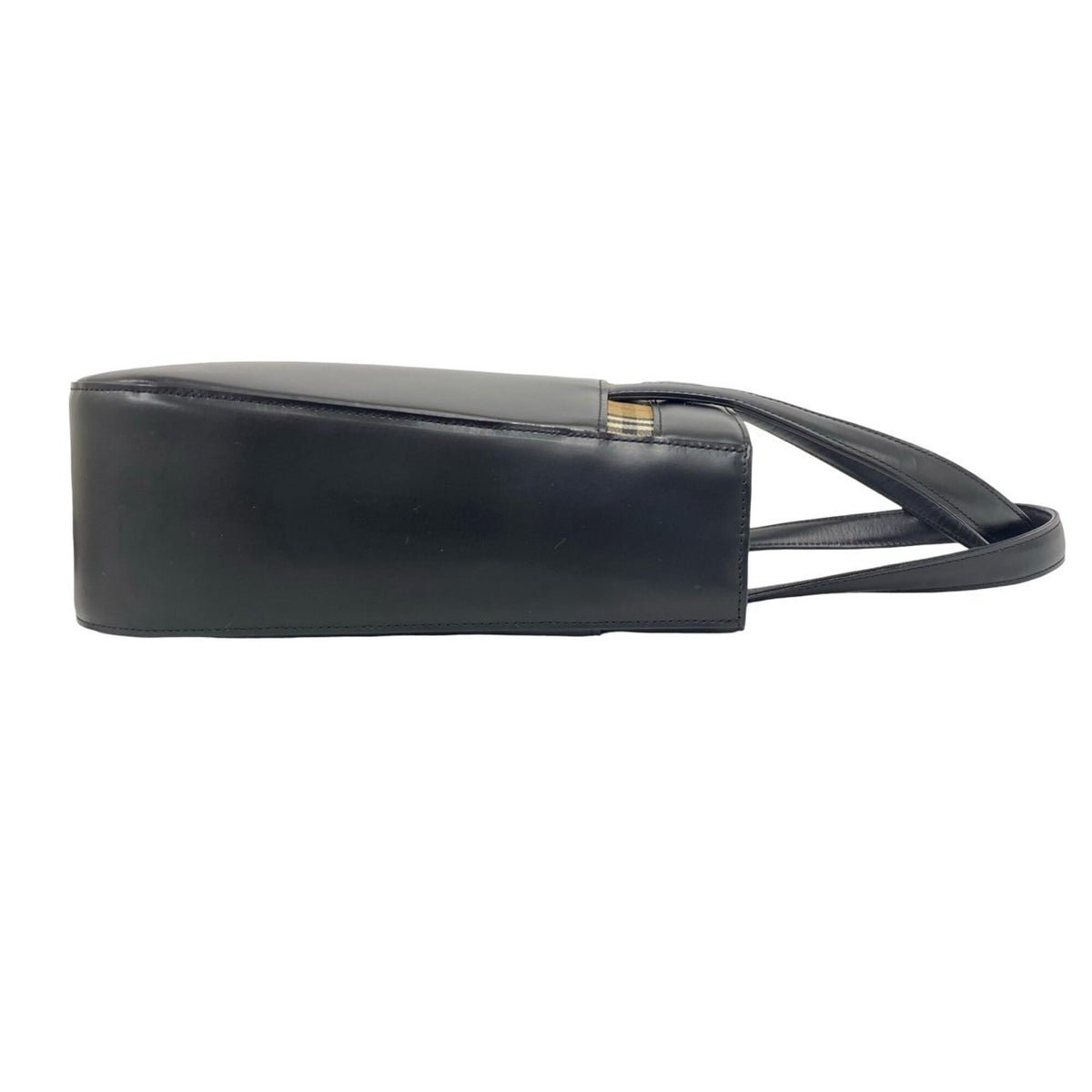 Burberry Beige Black Leather Canvas Handbag (Pre-Owned)